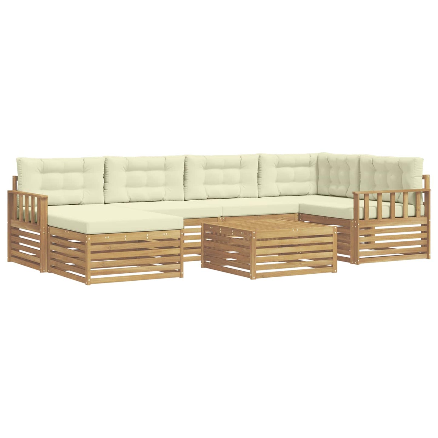 vidaXL Σειρά Καναπέ Εξωτερικού με μαξιλάρι 7 pcs Λευκό και Κρεμ