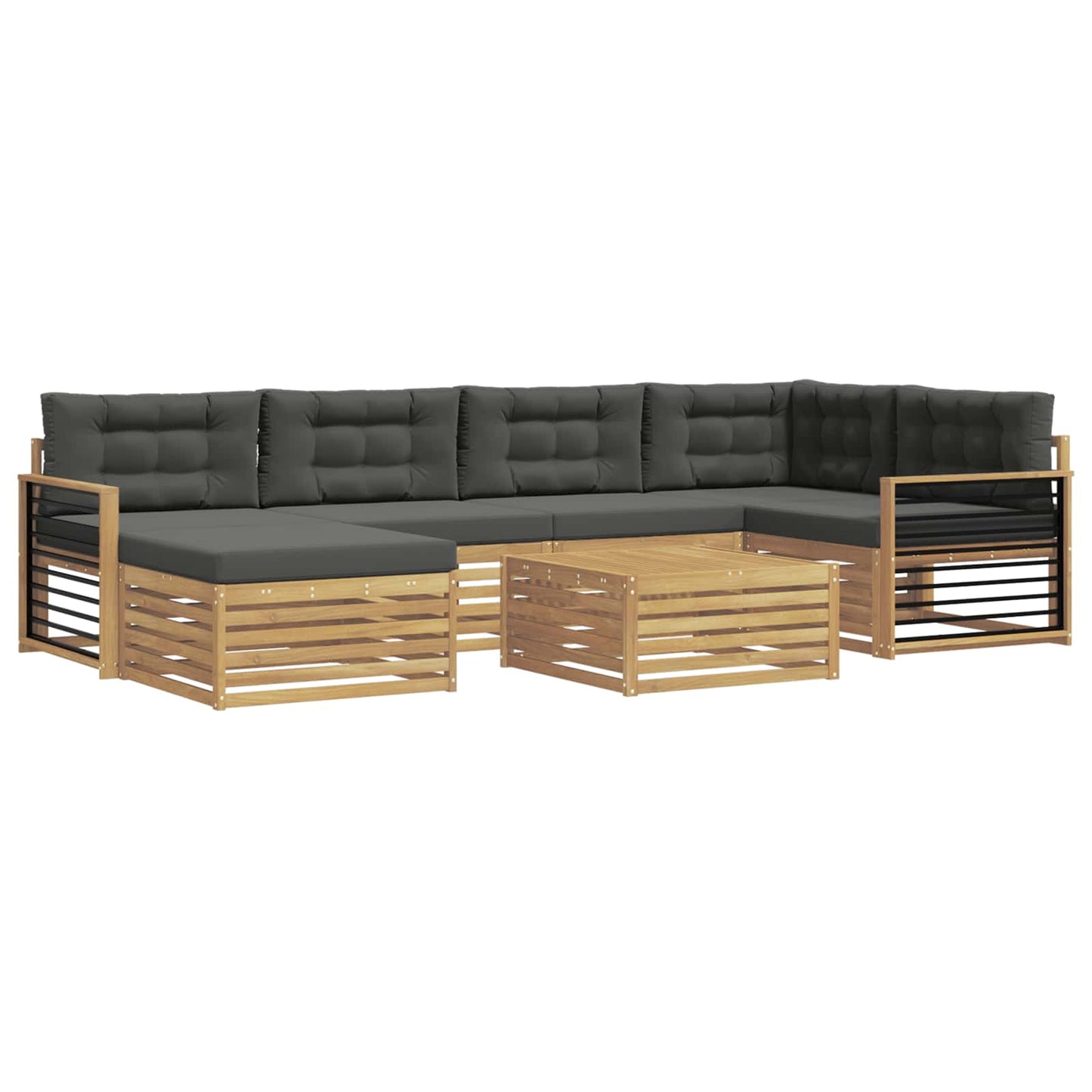 vidaXL Σειρά Καναπέ Εξωτερικού με μαξιλάρι 7 pcs Άσπρο και Ανθρακί