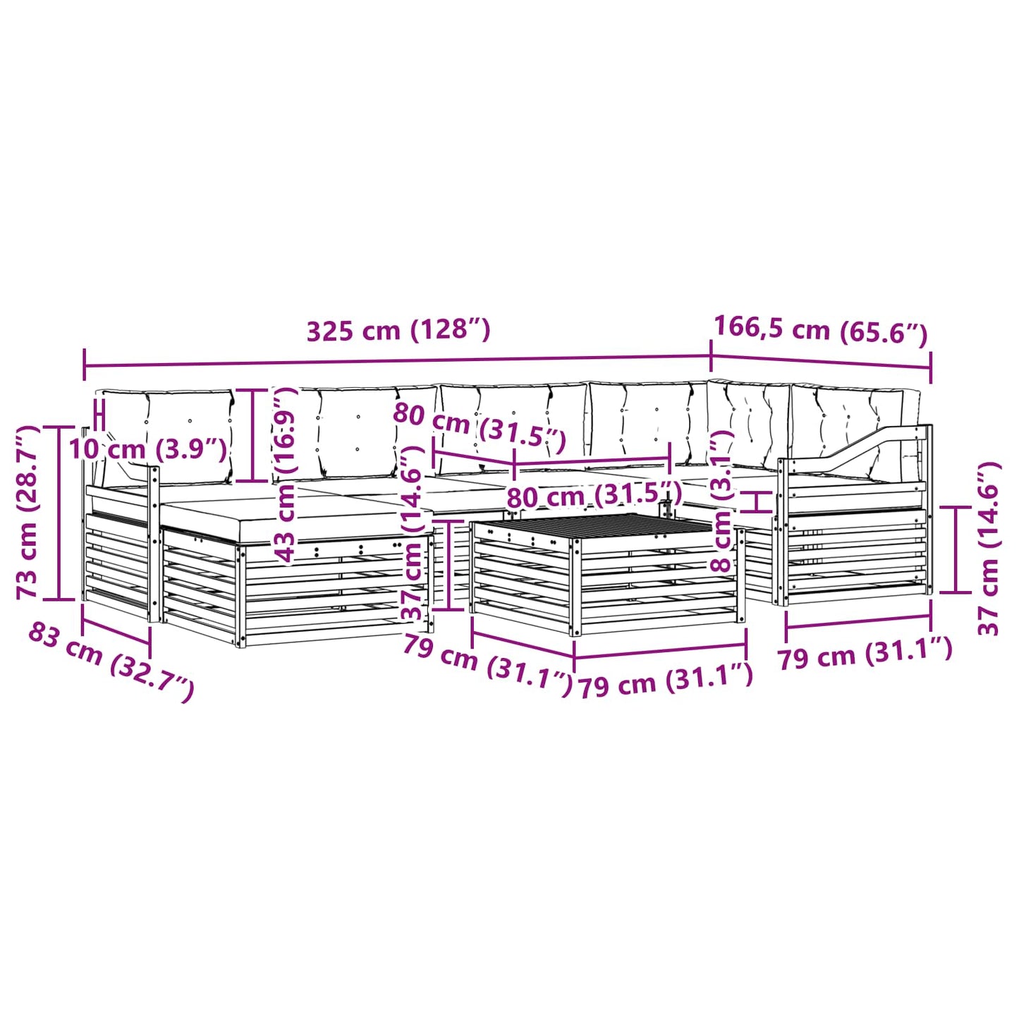 vidaXL Σειρά Καναπέ Εξωτερικού 7 pcs Λευκό και Ανοιχτό Γκρι