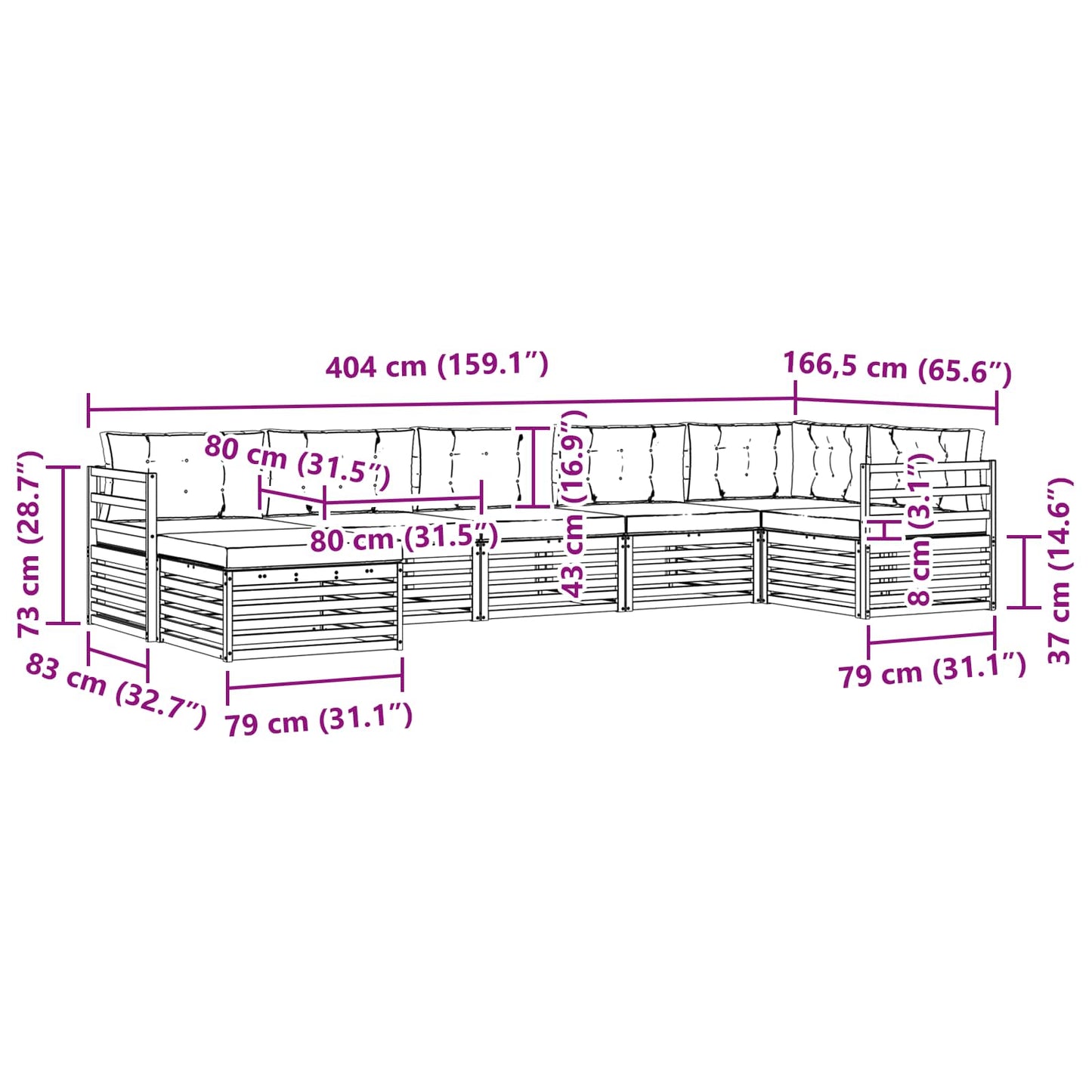 vidaXL Σειρά Καναπέ Εξωτερικού με μαξιλάρι 7 pcs Άσπρο και Ανθρακί