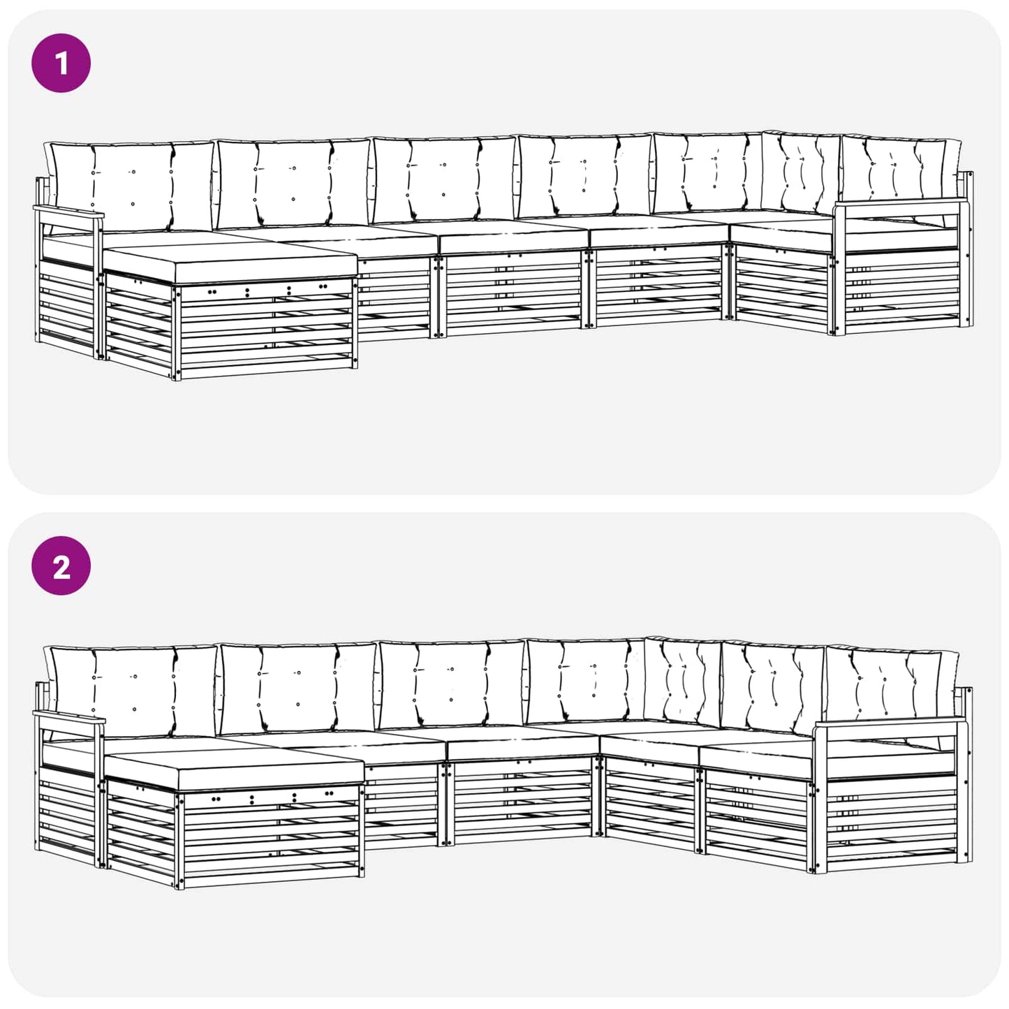 vidaXL Σειρά Καναπέ Εξωτερικού με μαξιλάρι 7 pcs Άσπρο και Ανθρακί
