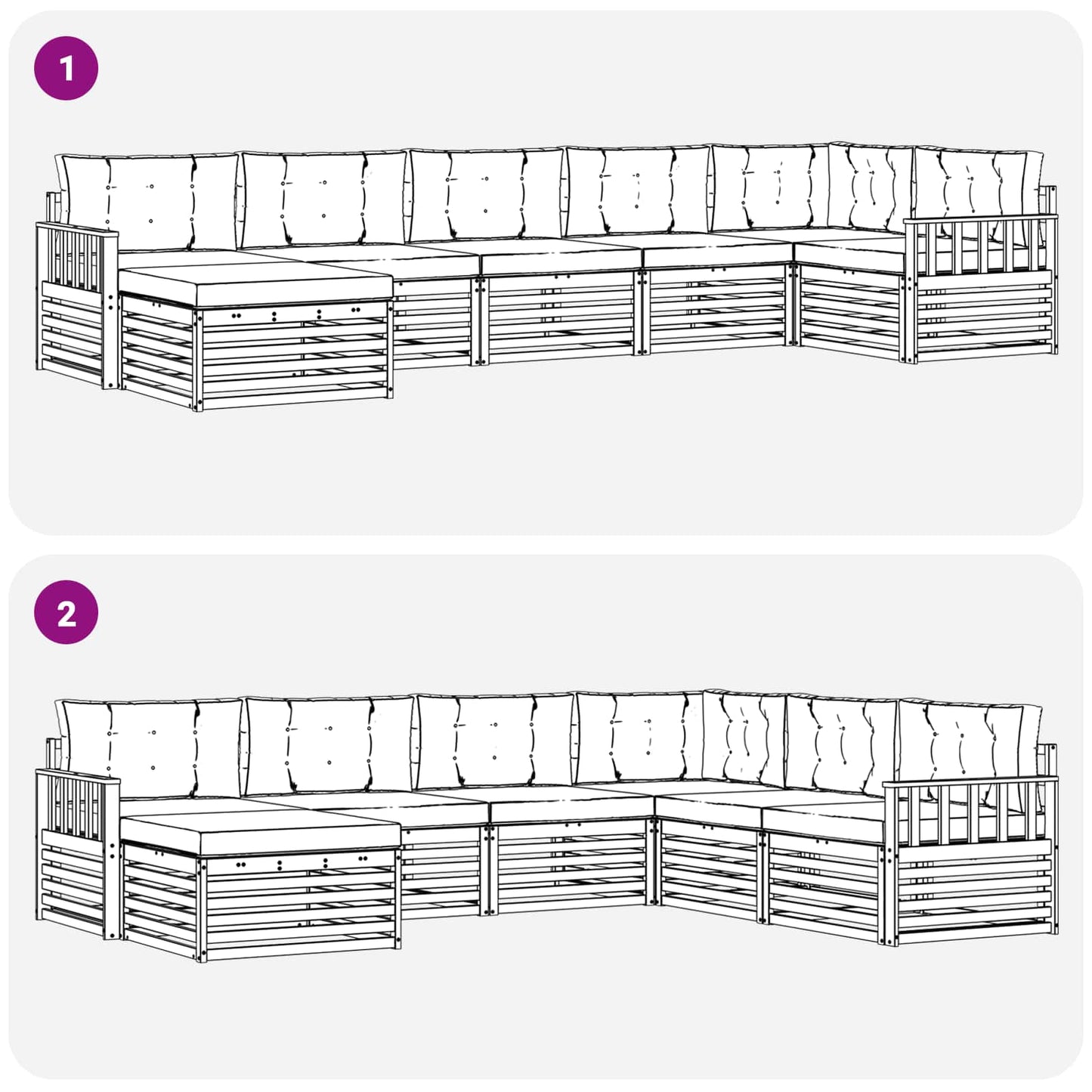 vidaXL Σειρά Καναπέ Εξωτερικού με μαξιλάρι 7 pcs Λευκό και Κρεμ