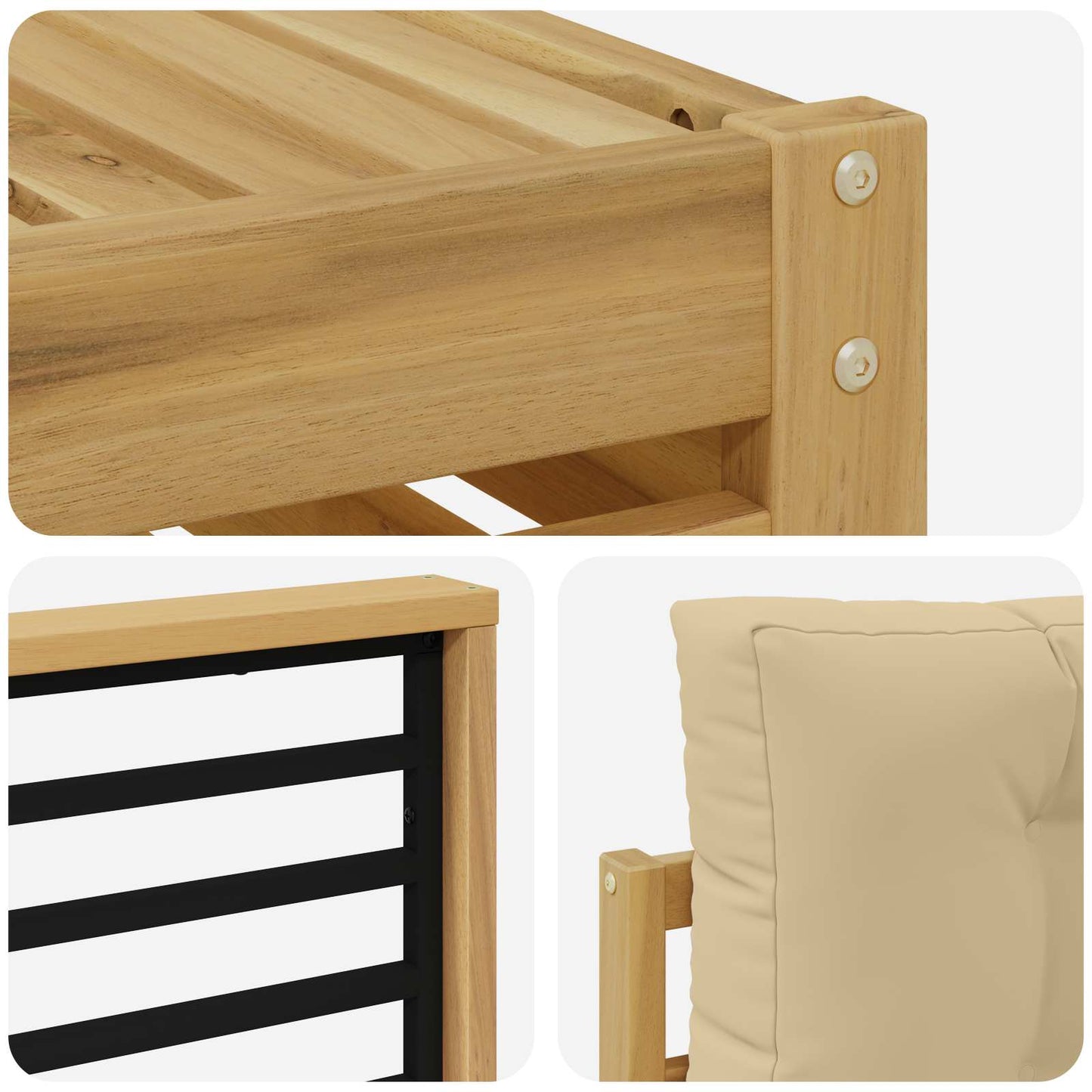 vidaXL Σειρά Καναπέ Εξωτερικού με μαξιλάρι 7 pcs Λευκό και Μπεζ