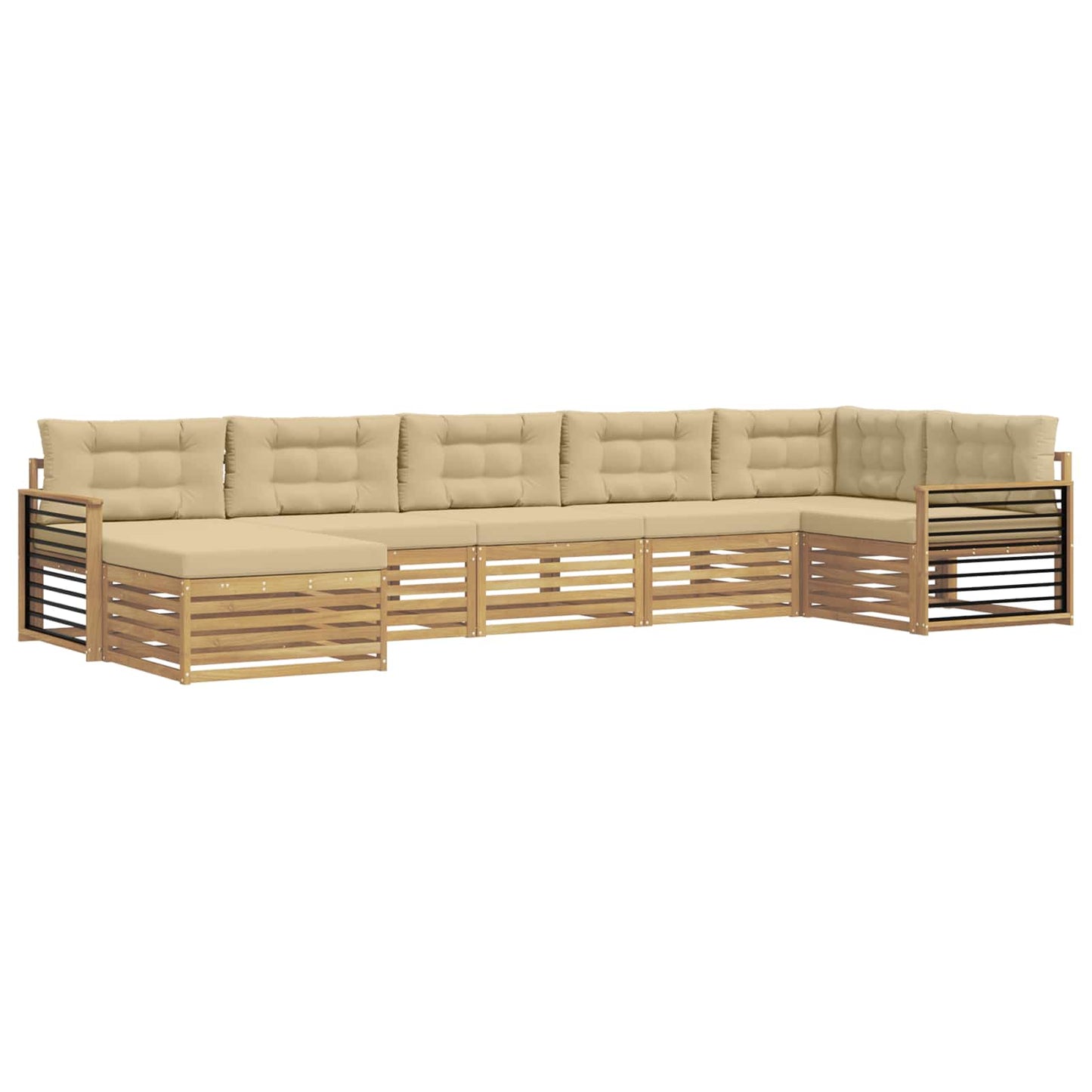 vidaXL Σειρά Καναπέ Εξωτερικού με μαξιλάρι 7 pcs Λευκό και Μπεζ
