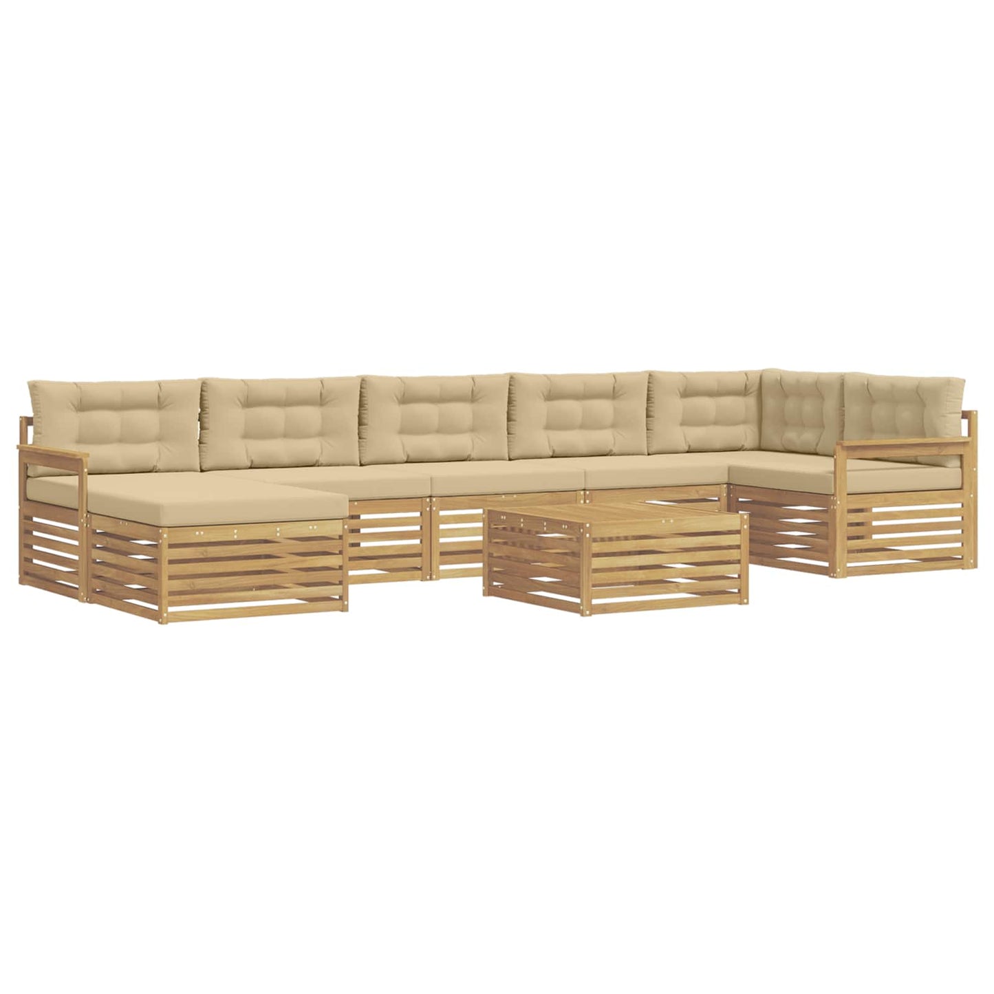vidaXL Σειρά Καναπέ Εξωτερικού με μαξιλάρι 8 pcs Λευκό και Μπεζ