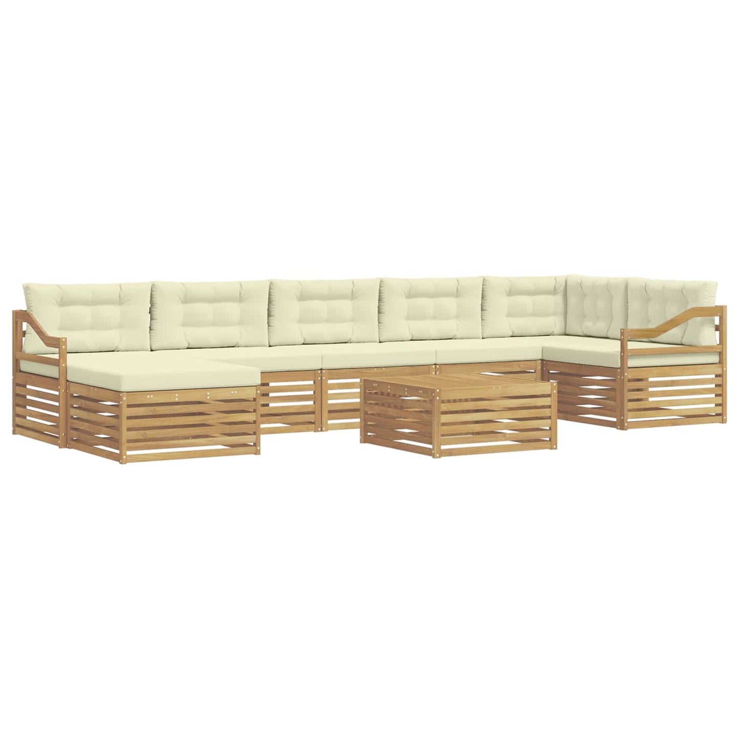 vidaXL Σειρά Καναπέ Εξωτερικού 8 pcs Λευκό και Κρεμ Πολυεστέρας