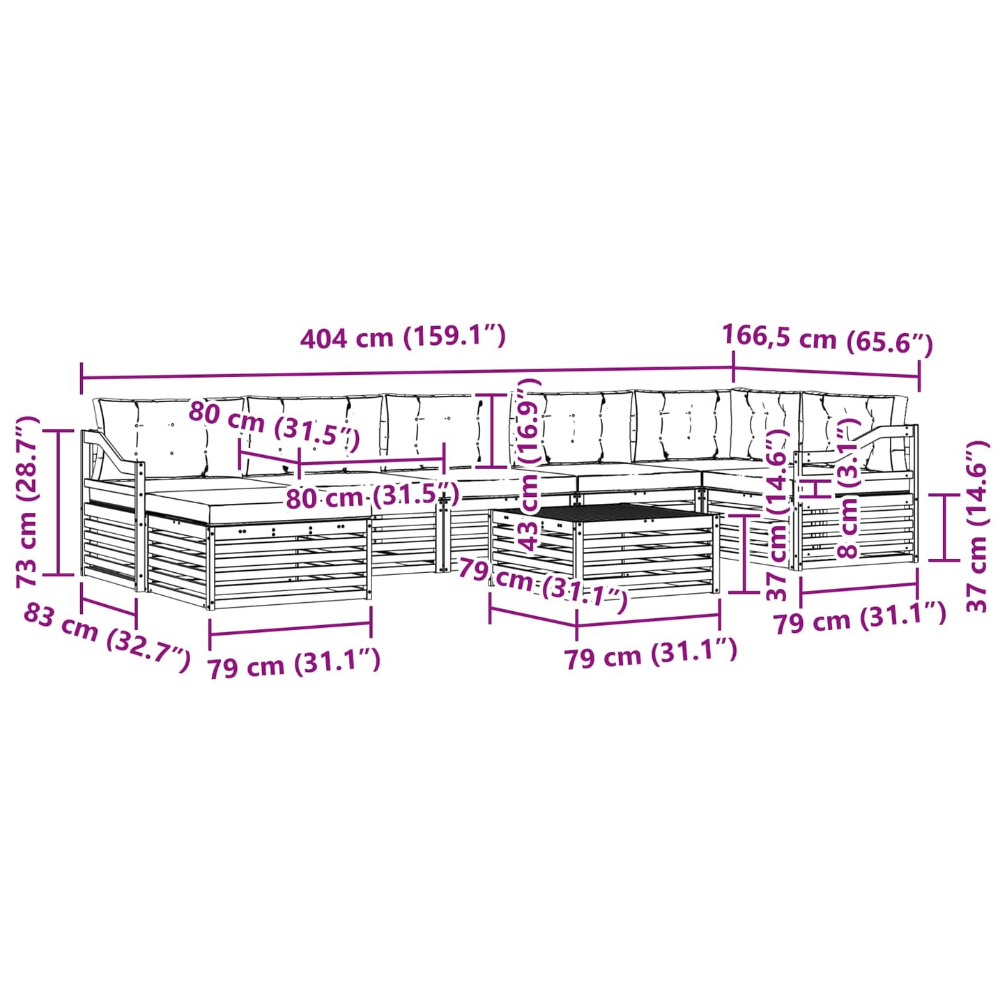vidaXL Σειρά Καναπέ Εξωτερικού 8 pcs Λευκό και Κρεμ Πολυεστέρας