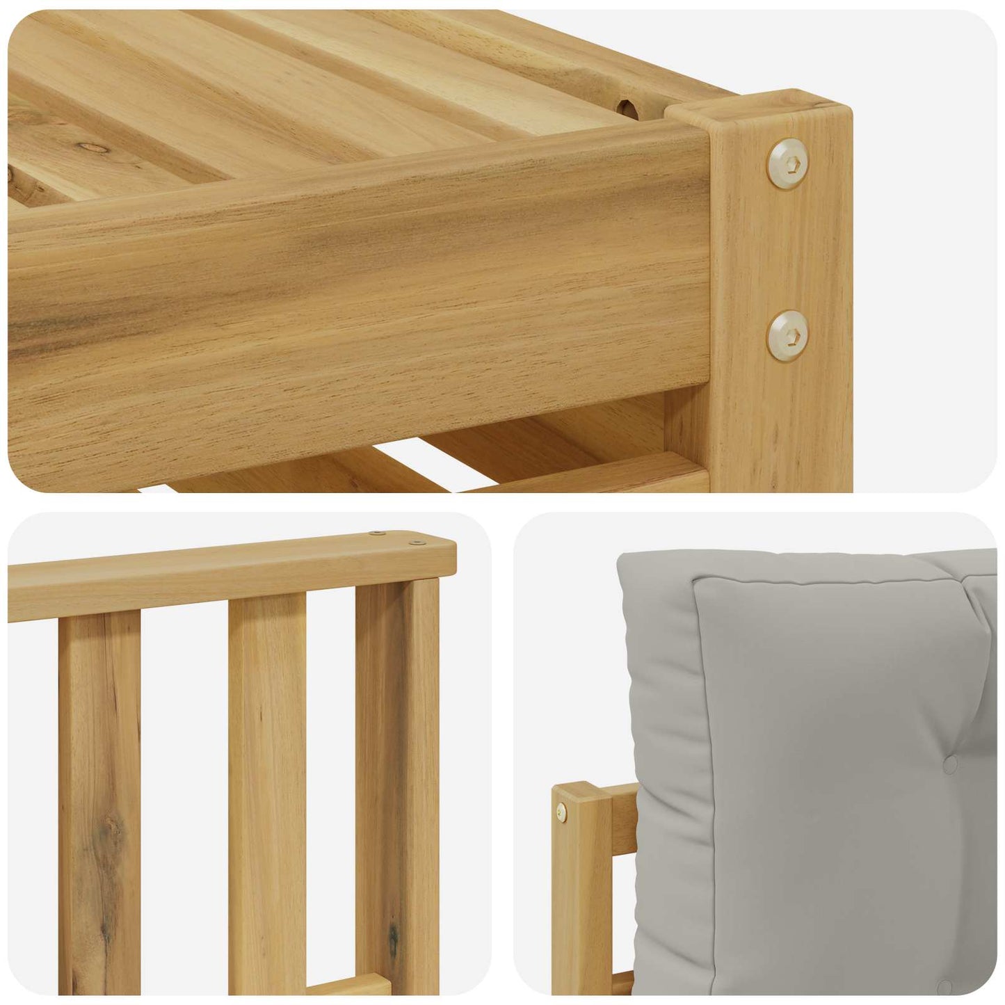 vidaXL Σετ Καναπέ 6 pcs Λευκό και Ανοιχτό Γκρι Στερεό Ξύλο Ακακίας