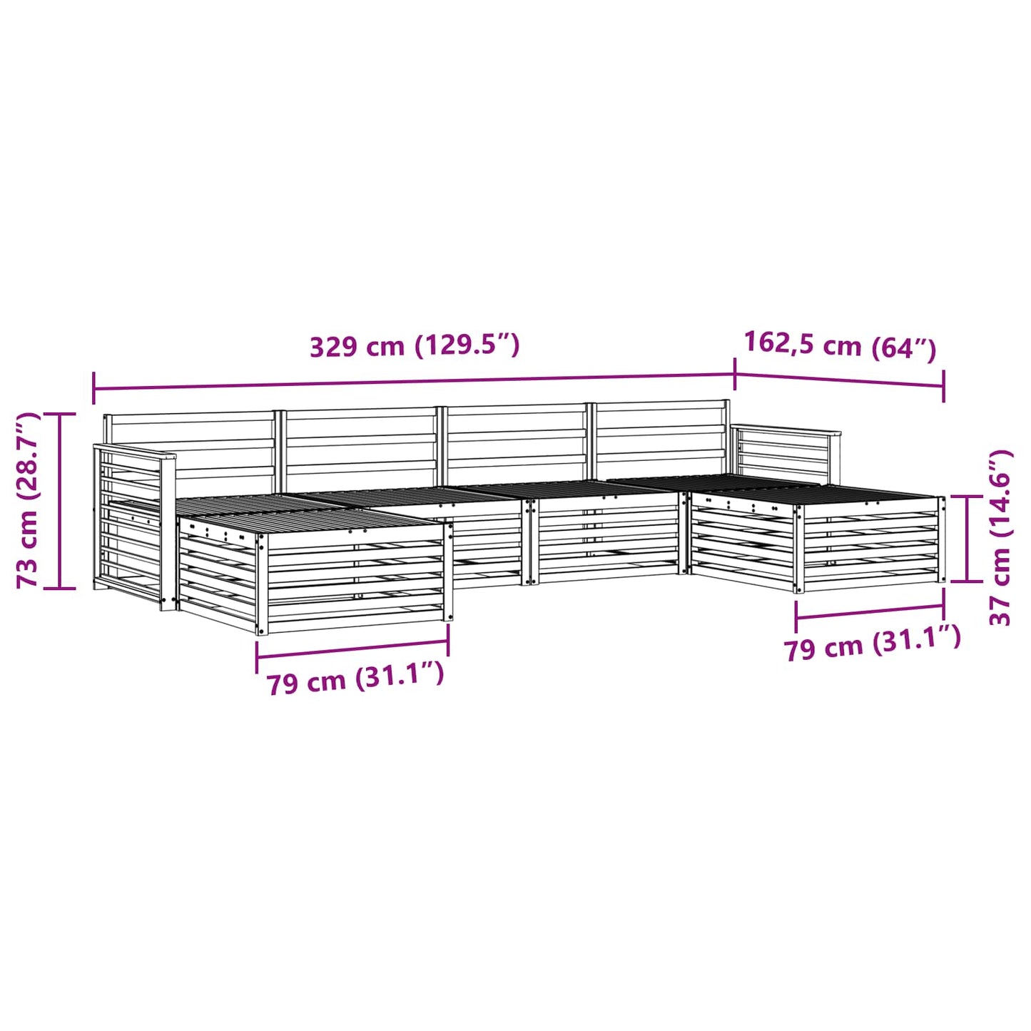 vidaXL Σετ Καναπέ 6 pcs Λευκό Στερεό Ξύλο Ακακίας
