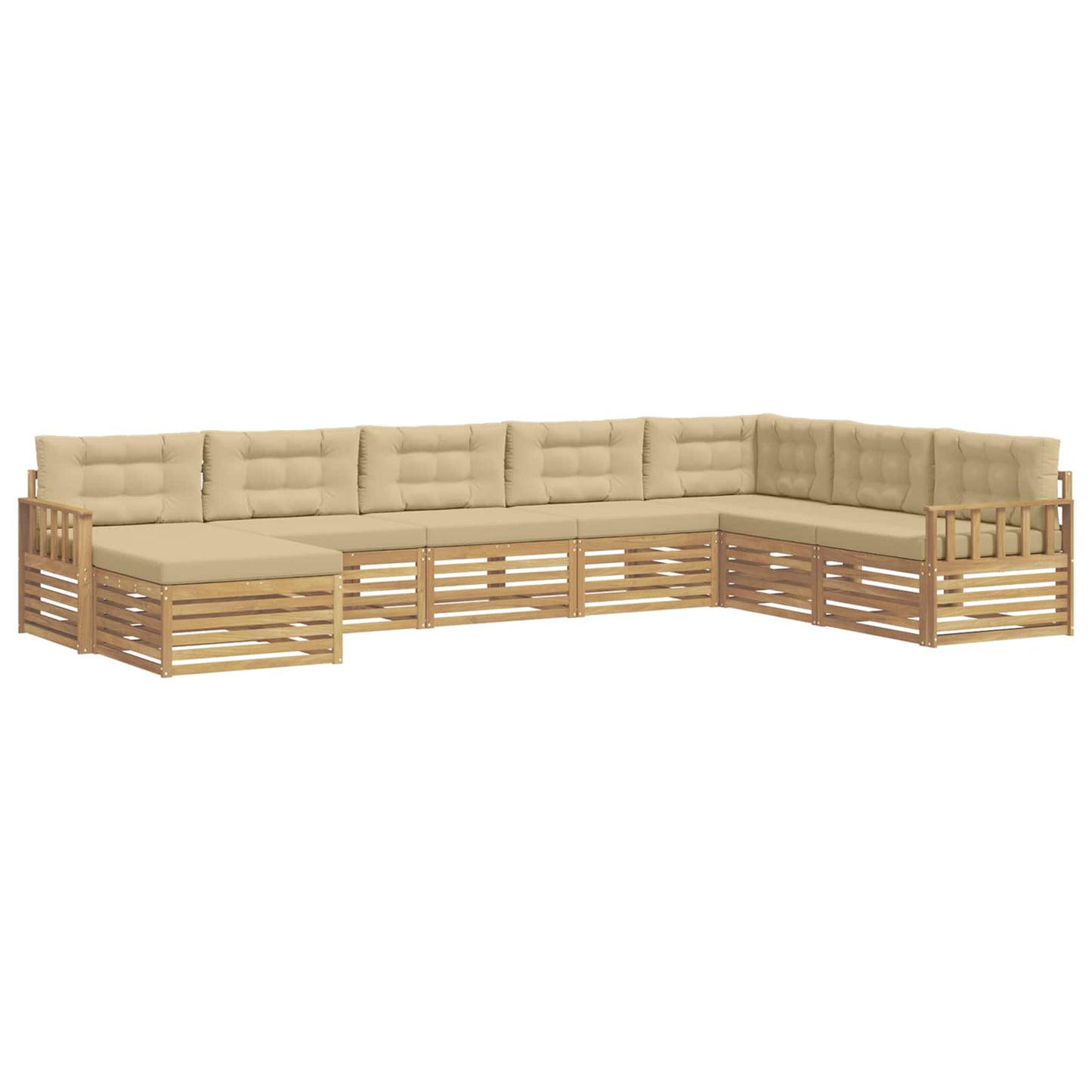 vidaXL Σειρά Καναπέ Εξωτερικού με μαξιλάρι 8 pcs Λευκό και Μπεζ