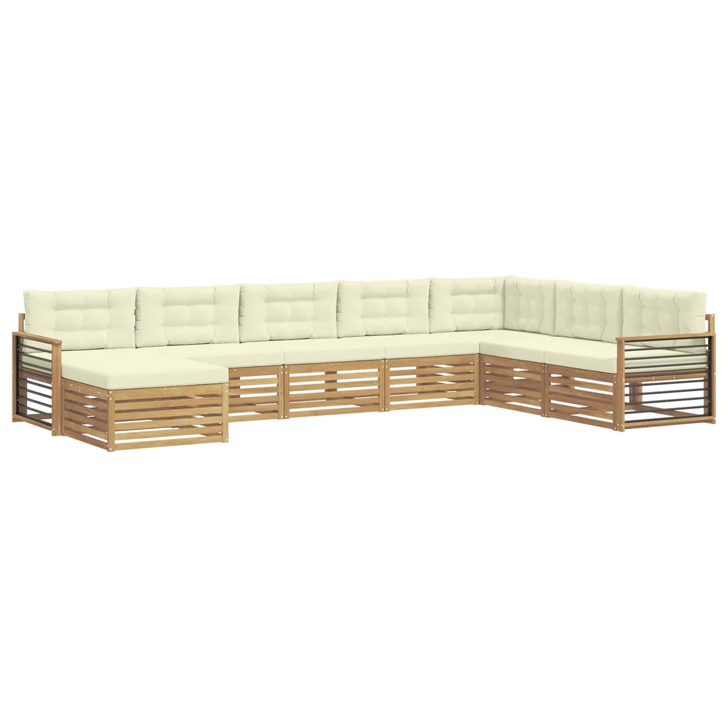 vidaXL Σειρά Καναπέ Εξωτερικού με μαξιλάρι 8 pcs Λευκό και Κρεμ