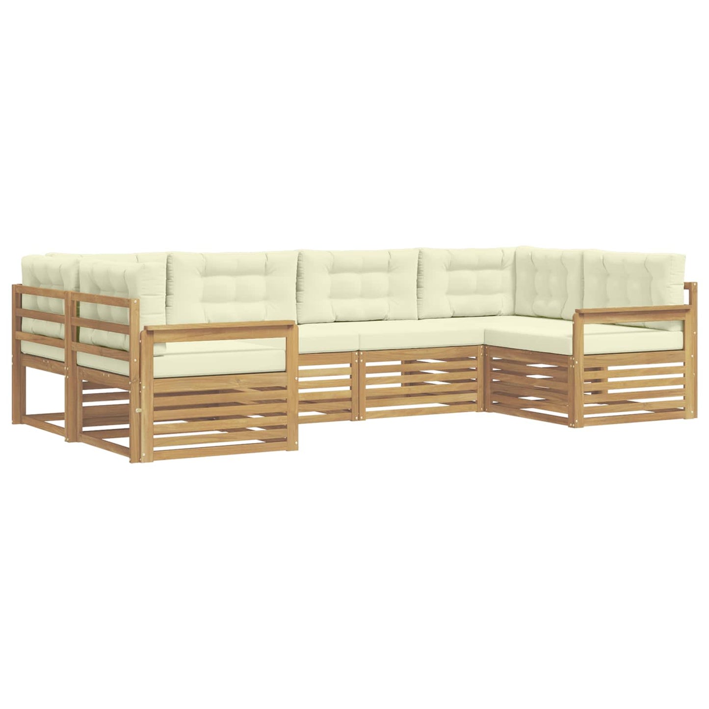 vidaXL Σειρά Καναπέ Εξωτερικού με μαξιλάρι 6 pcs Λευκό και Κρεμ