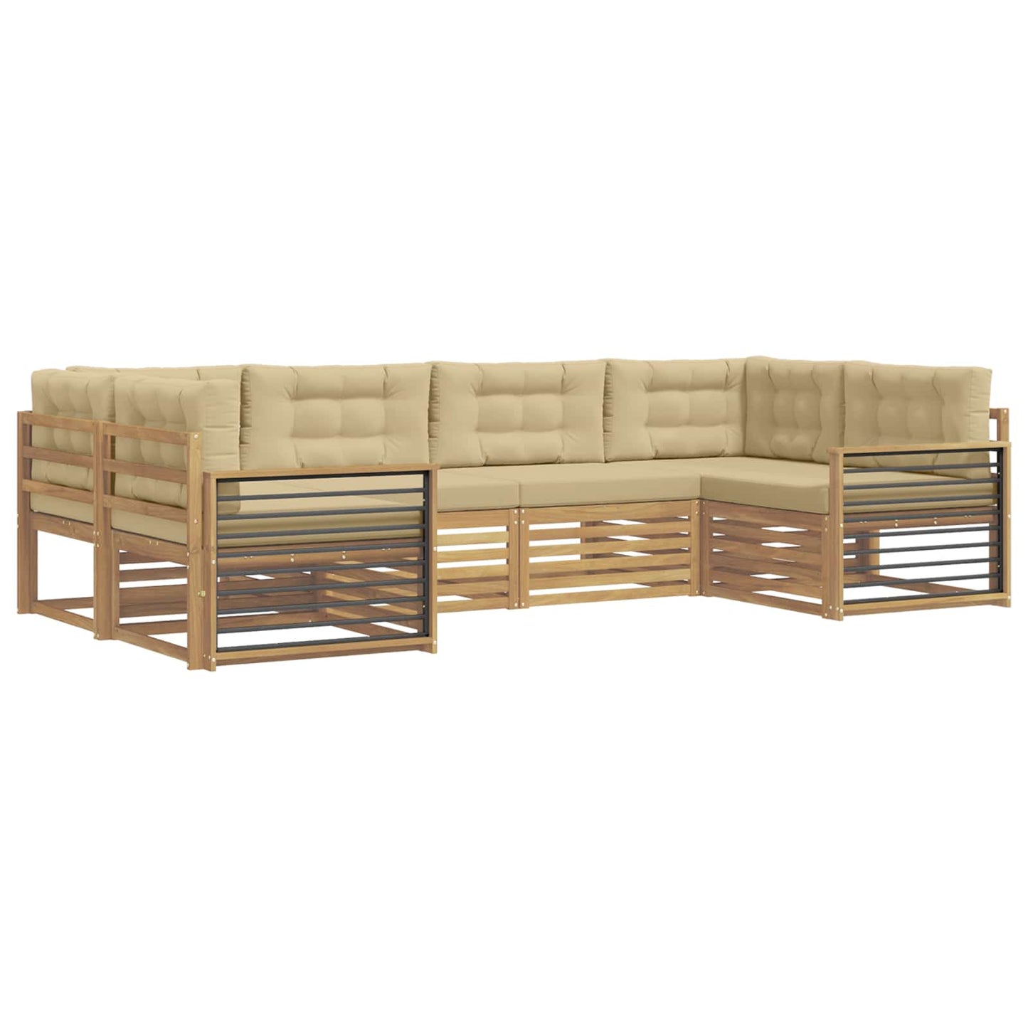 vidaXL Σειρά Καναπέ Εξωτερικού με μαξιλάρι 6 pcs Λευκό και Μπεζ