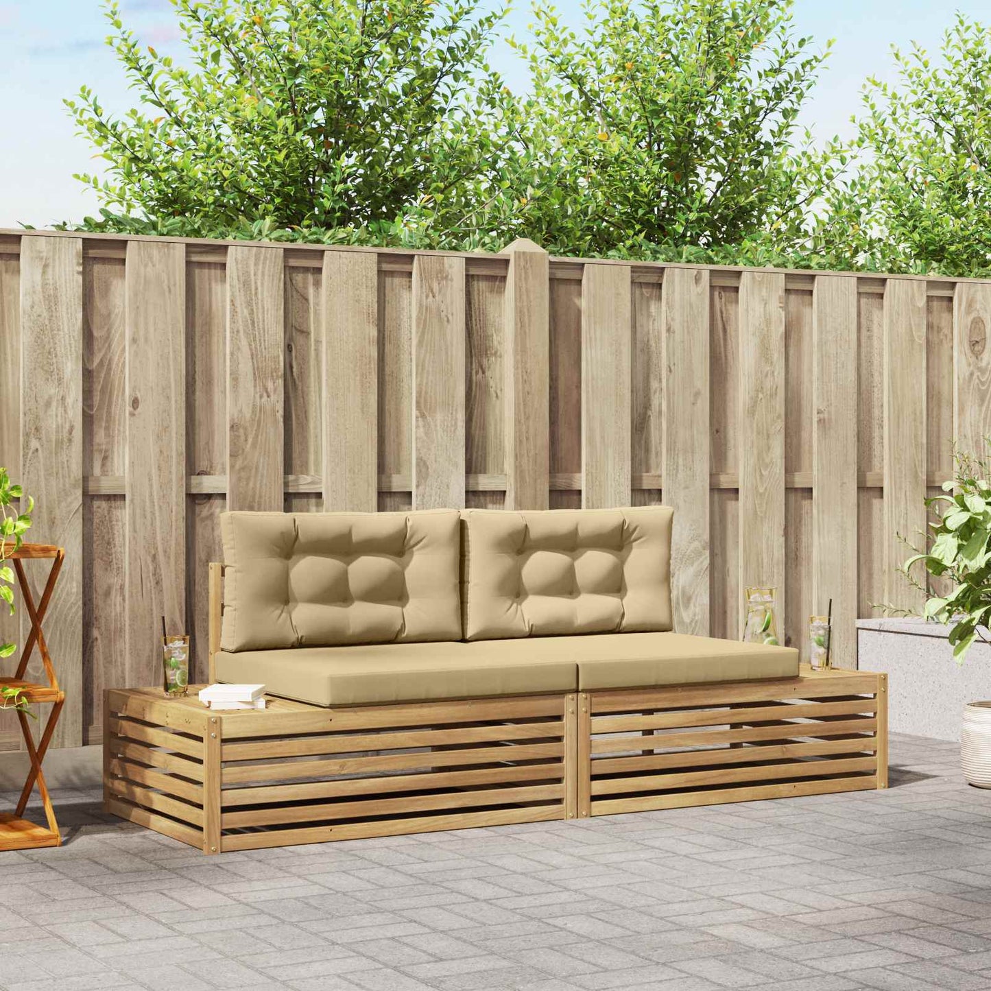 vidaXL Σειρά Καναπέ Εξωτερικού Λευκό 230,5 x 83 x 73 εκ Πολυεστέρας