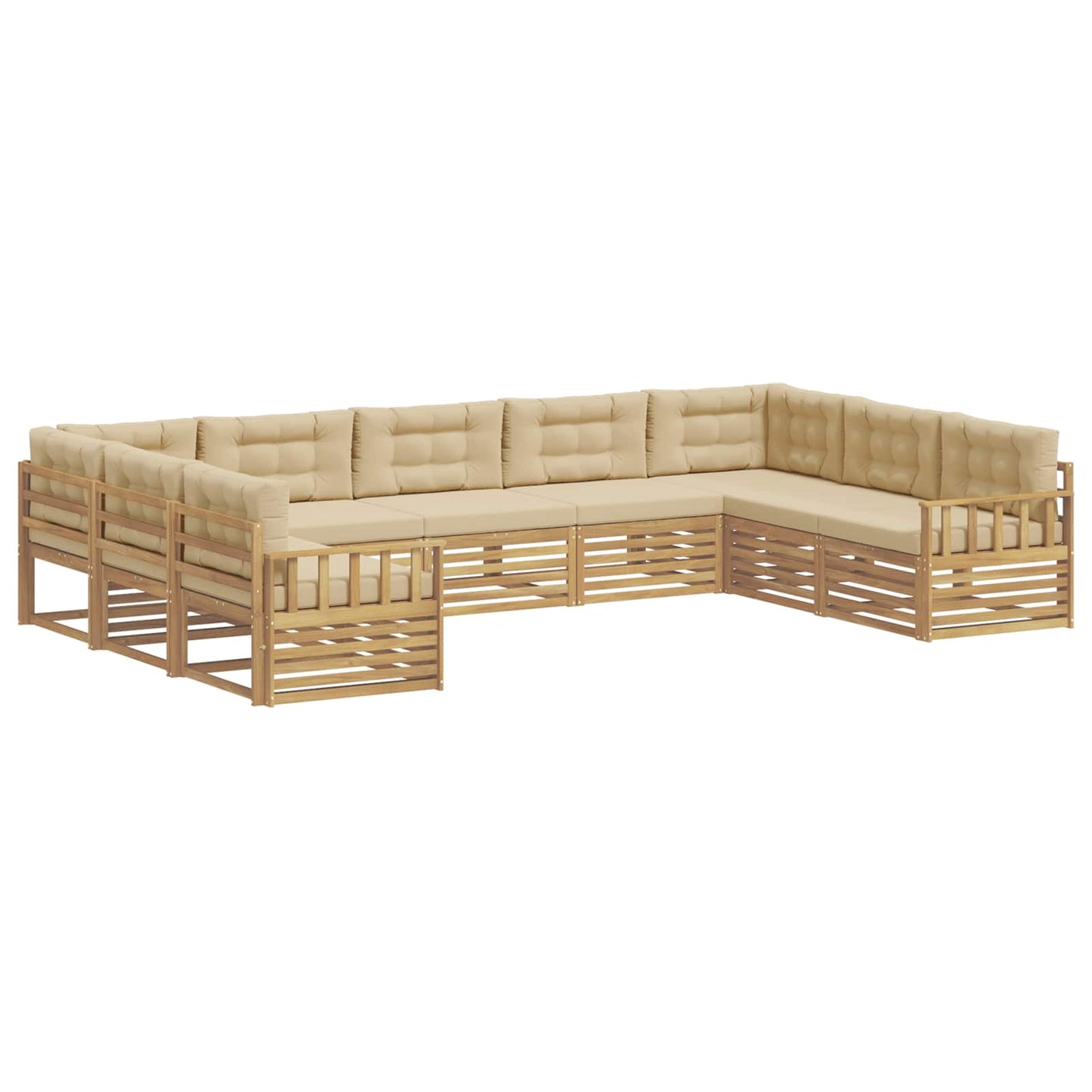 vidaXL Σειρά Καναπέ Εξωτερικού με μαξιλάρι 9 pcs Λευκό και Μπεζ