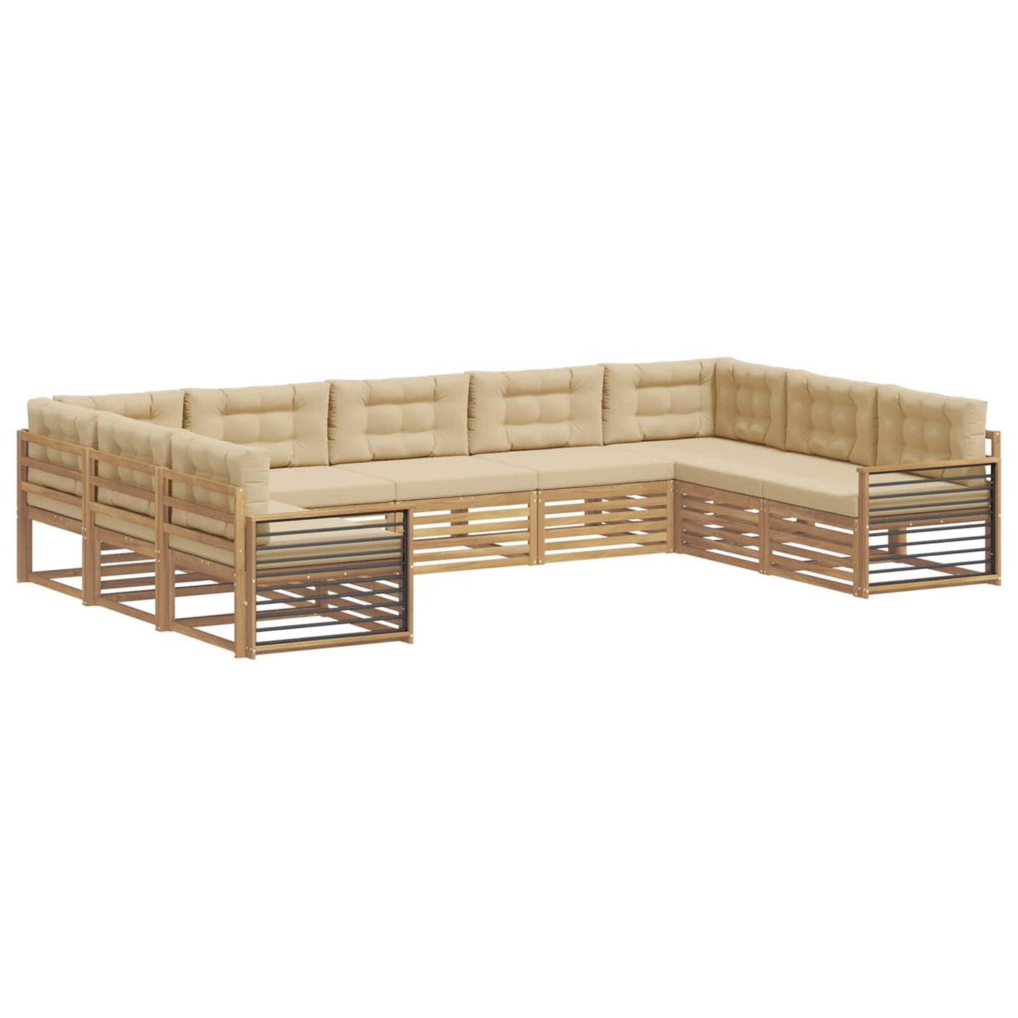 vidaXL Σειρά Καναπέ Εξωτερικού με μαξιλάρι 9 pcs Λευκό και Μπεζ