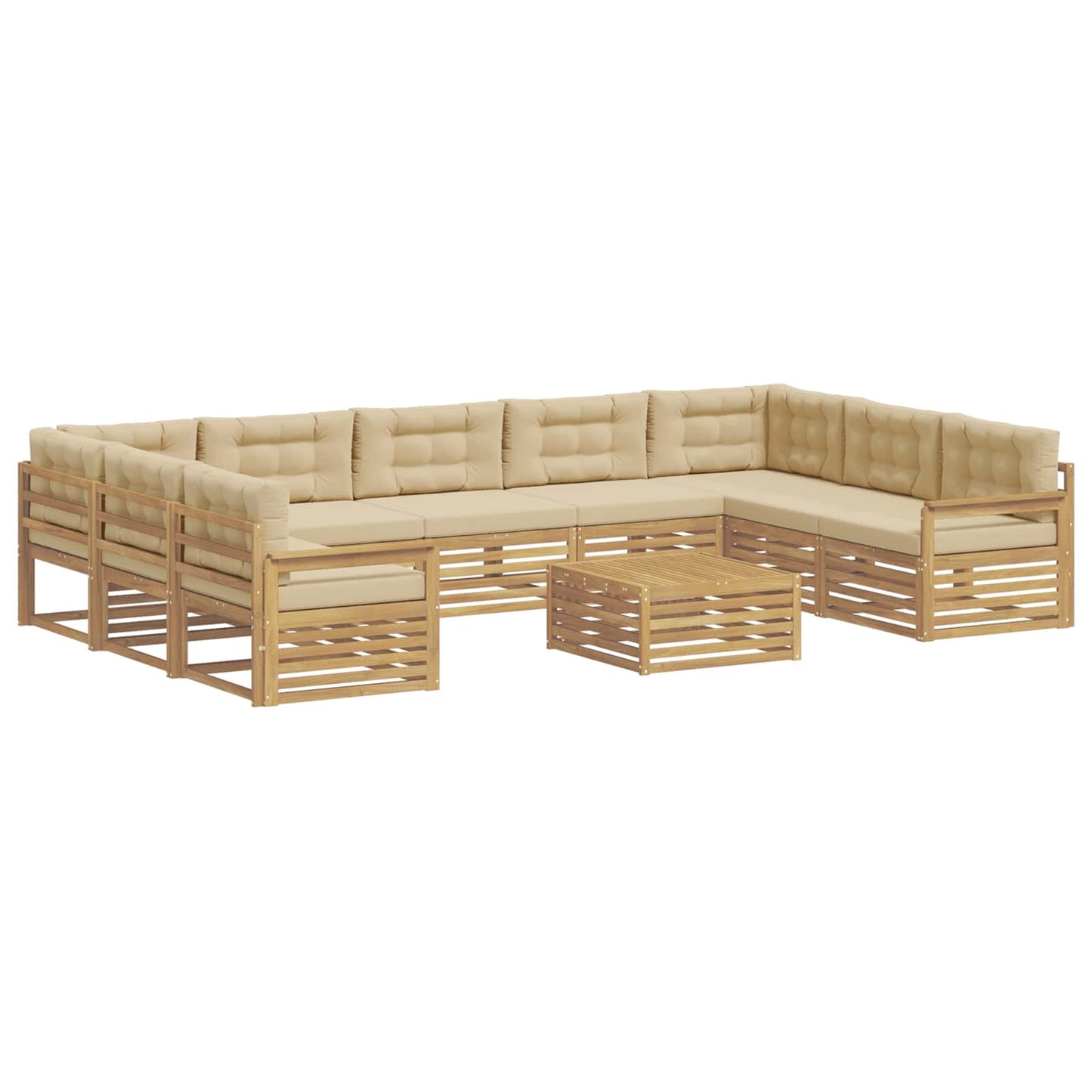 vidaXL Σειρά Καναπέ Εξωτερικού με μαξιλάρι 10 pcs Λευκό και Μπεζ