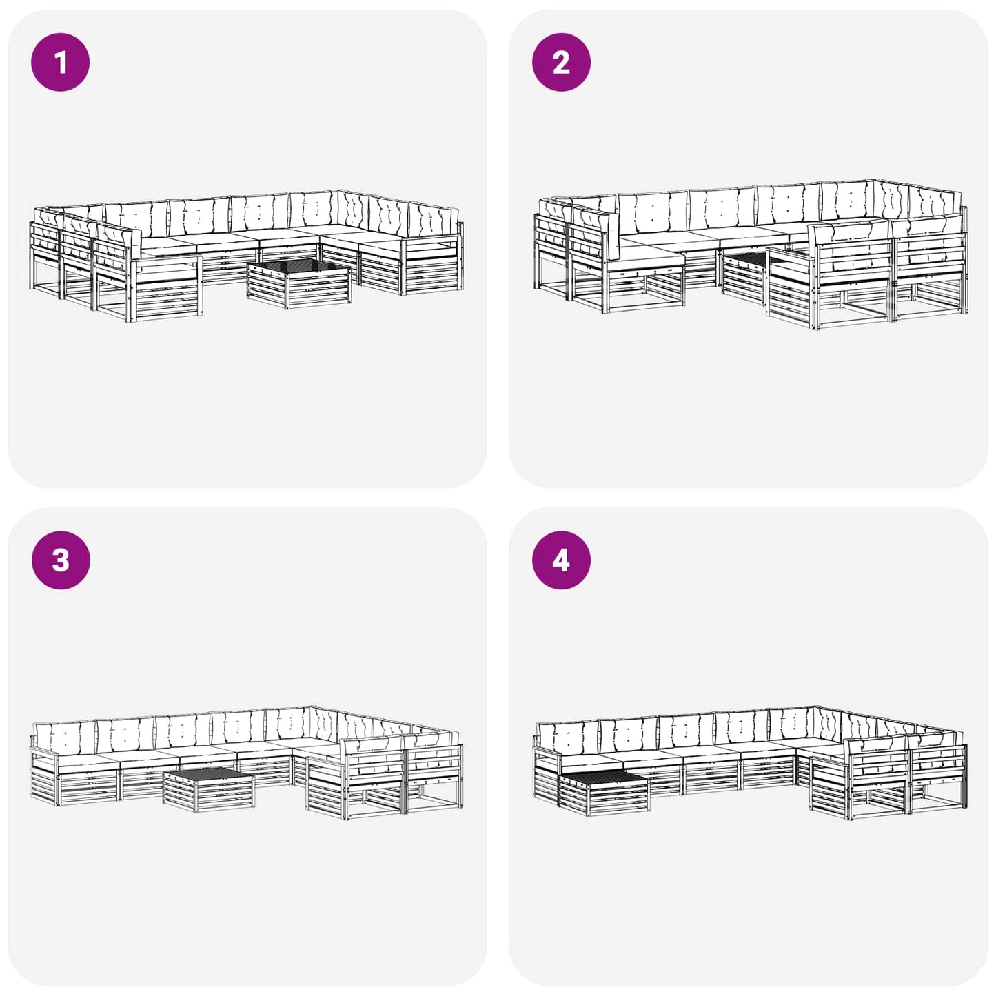 vidaXL Σειρά Καναπέ Εξωτερικού με μαξιλάρι 10 pcs Λευκό και Μπεζ