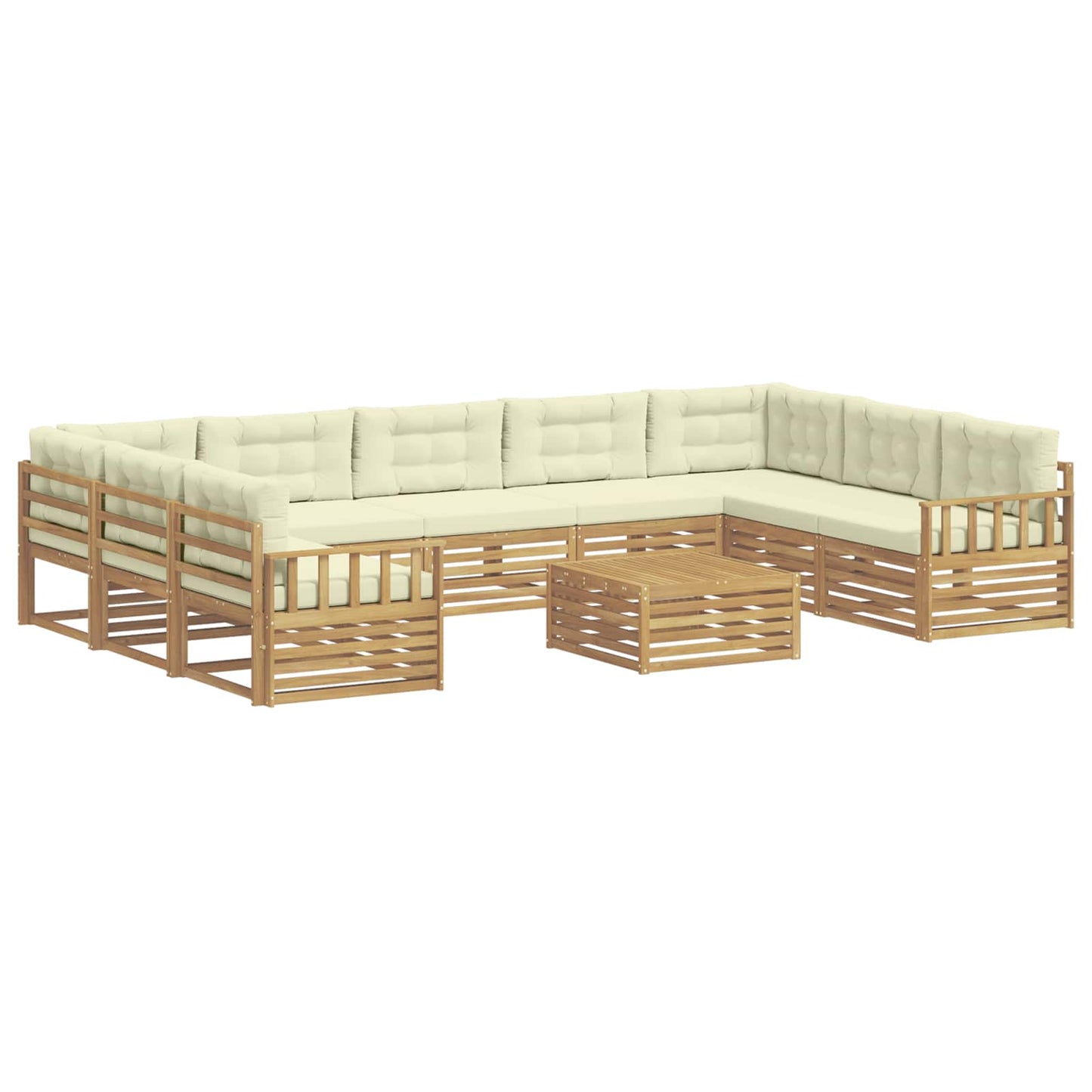 vidaXL Σειρά Καναπέ Εξωτερικού με μαξιλάρι 10 pcs Λευκό και Κρεμ
