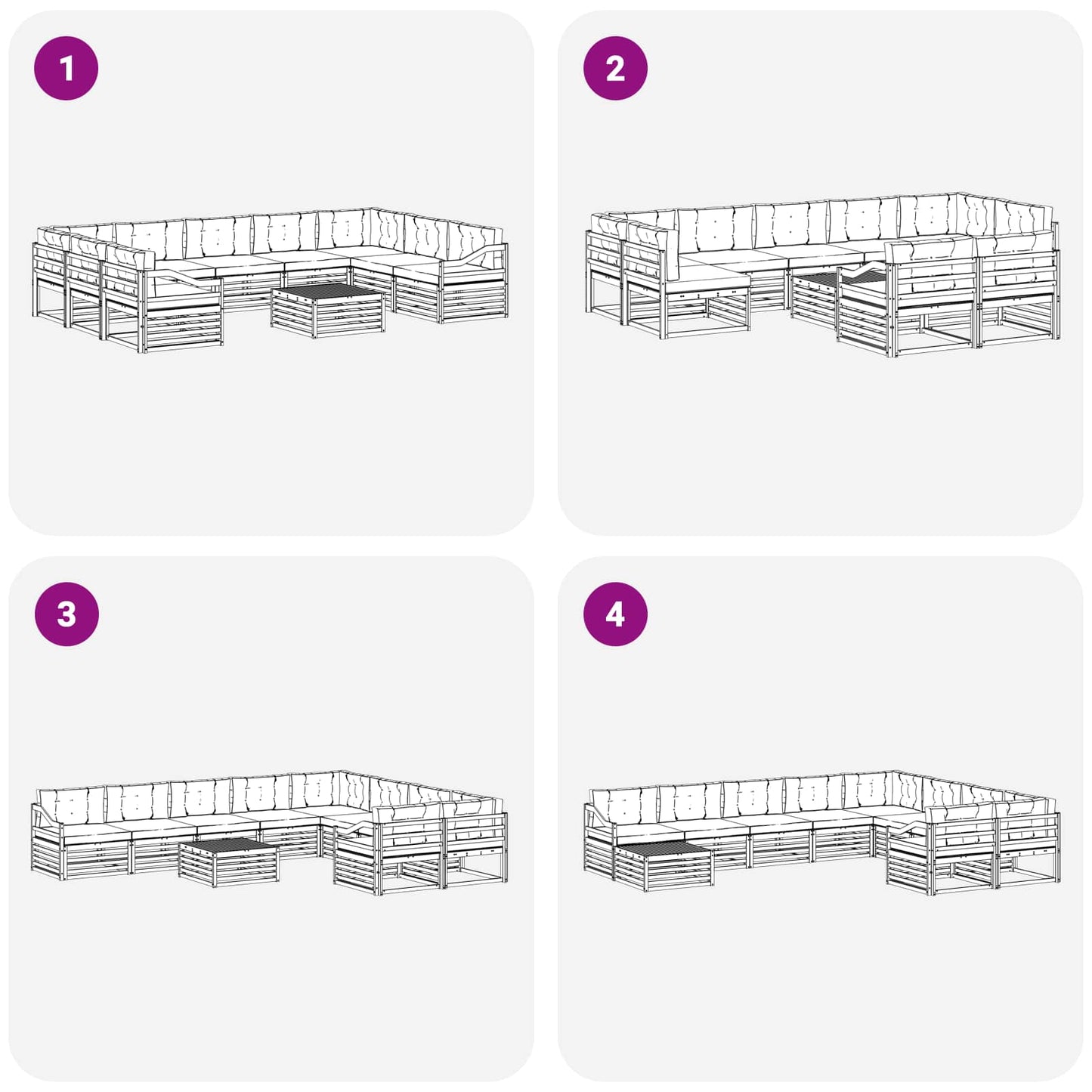vidaXL Σειρά Καναπέ Εξωτερικού 10 pcs Λευκό και Κρεμ Πολυεστέρας