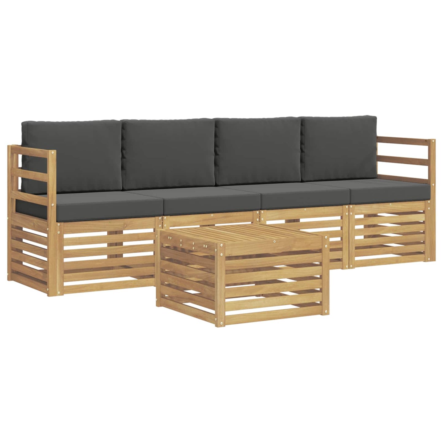 vidaXL Σειρά Καναπέ Εξωτερικού 5 pcs Άσπρο και Ανθρακί Πολυεστέρας