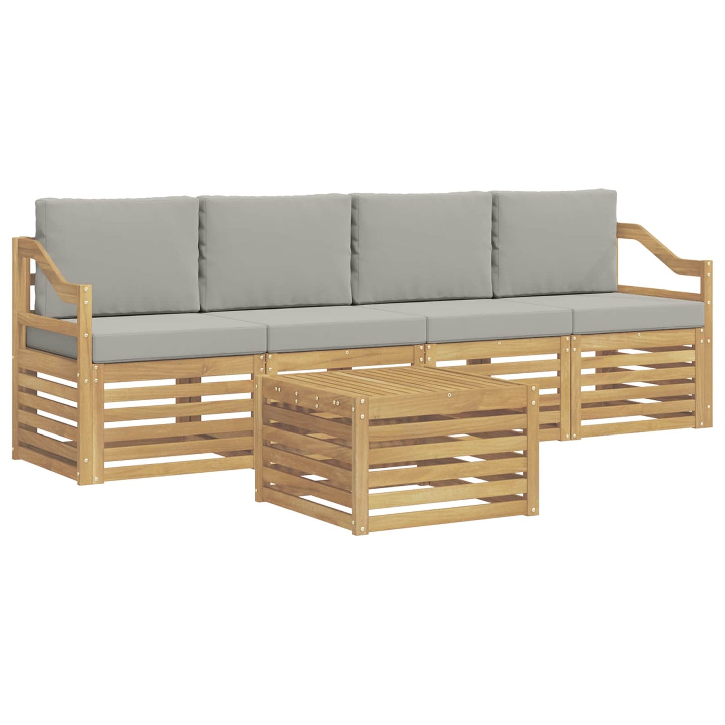 vidaXL Σειρά Καναπέ Εξωτερικού 5 pcs Λευκό και Ανοιχτό Γκρι