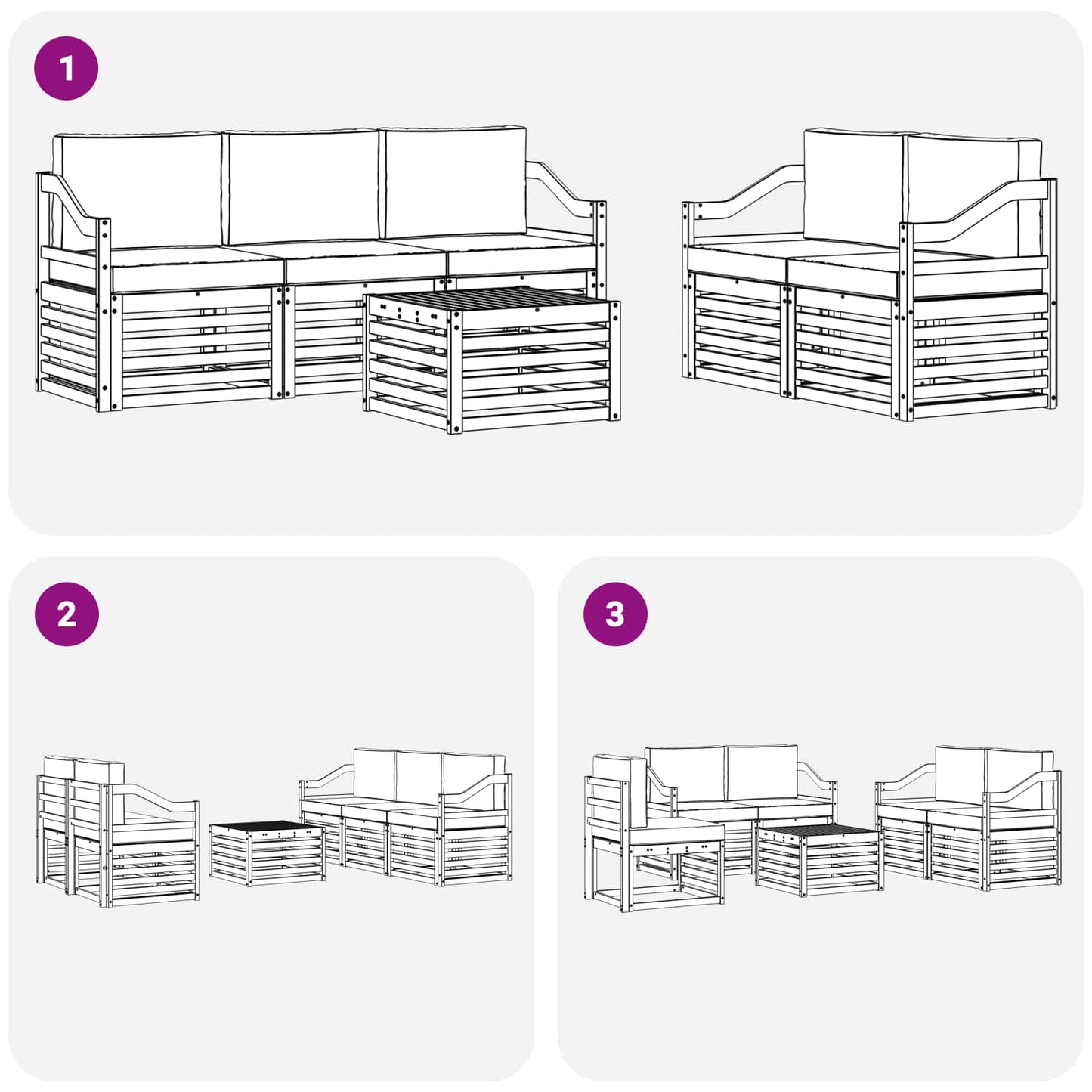 vidaXL Σετ Καναπέ Στερεό Ξύλο Ακακίας