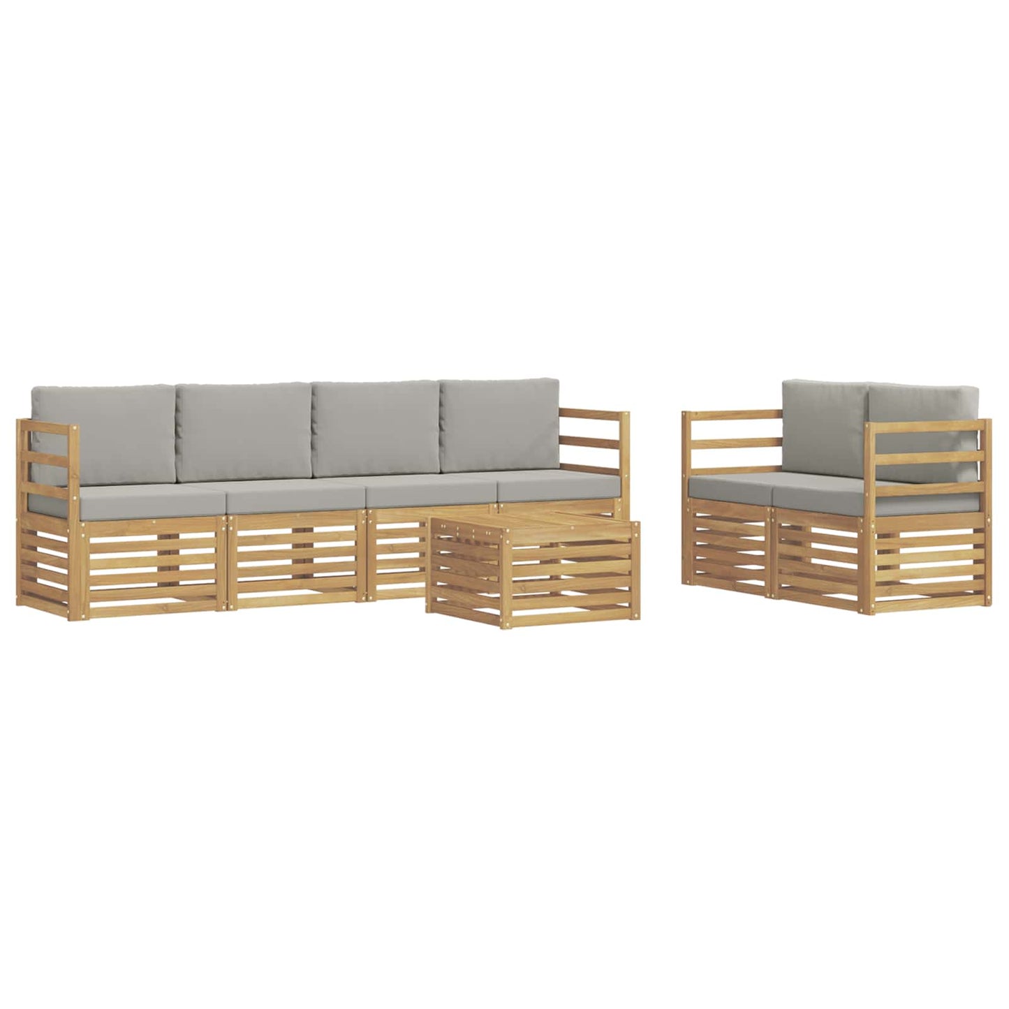 vidaXL Σειρά Καναπέ Εξωτερικού 7 pcs Λευκό και Ανοιχτό Γκρι