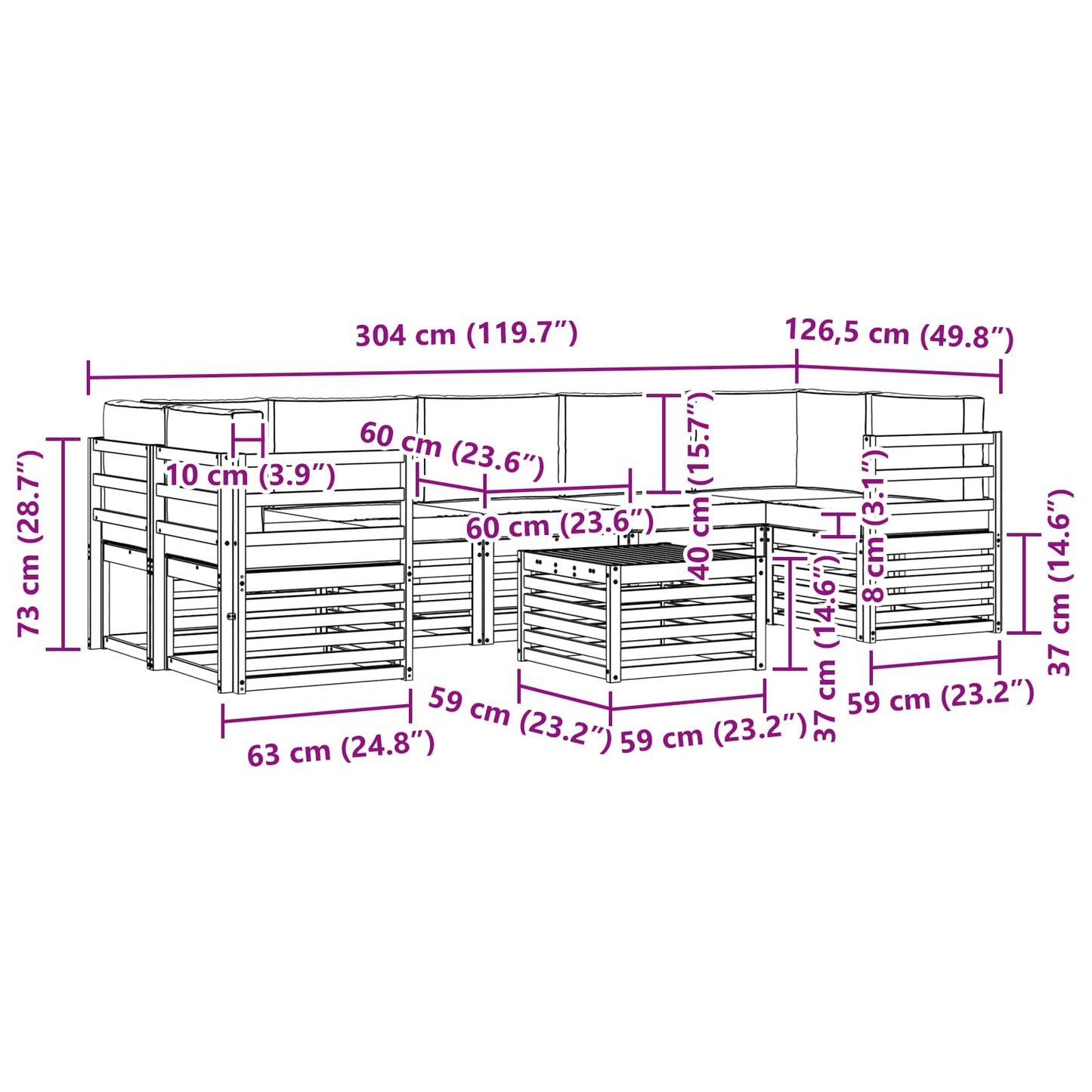 vidaXL Σειρά Καναπέ Εξωτερικού 8 pcs Άσπρο και Ανθρακί Πολυεστέρας