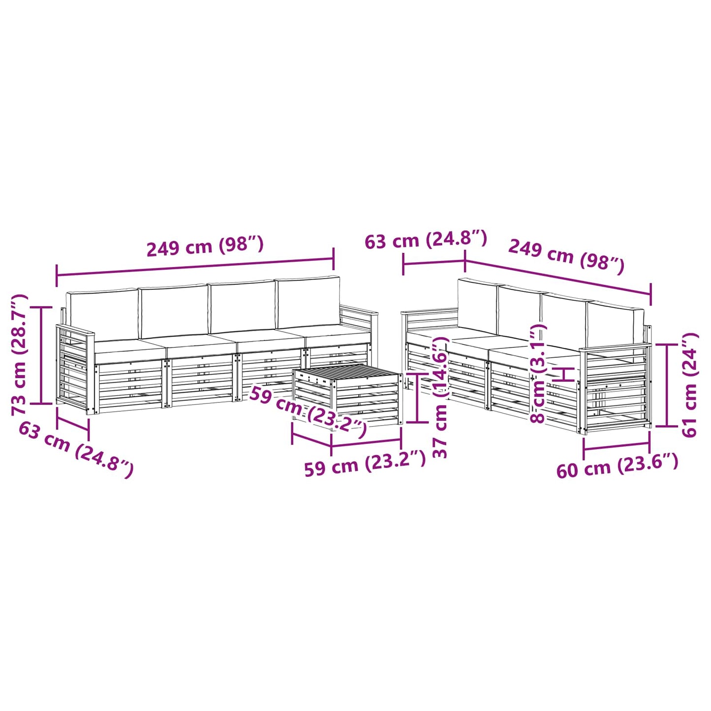 vidaXL Σετ Καναπέ με μαξιλάρι 9 pcs Λευκό και Κρεμ Πολυεστέρας