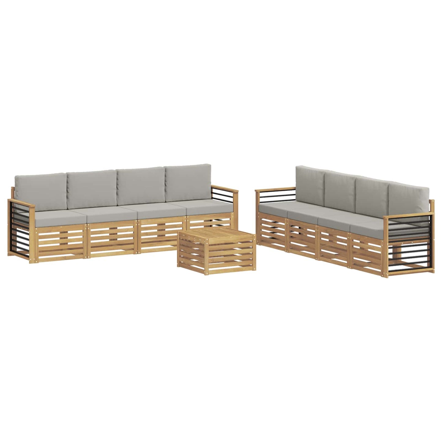 vidaXL Σετ Καναπέ με μαξιλάρι 9 pcs Λευκό και Ανοιχτό Γκρι Πολυεστέρας