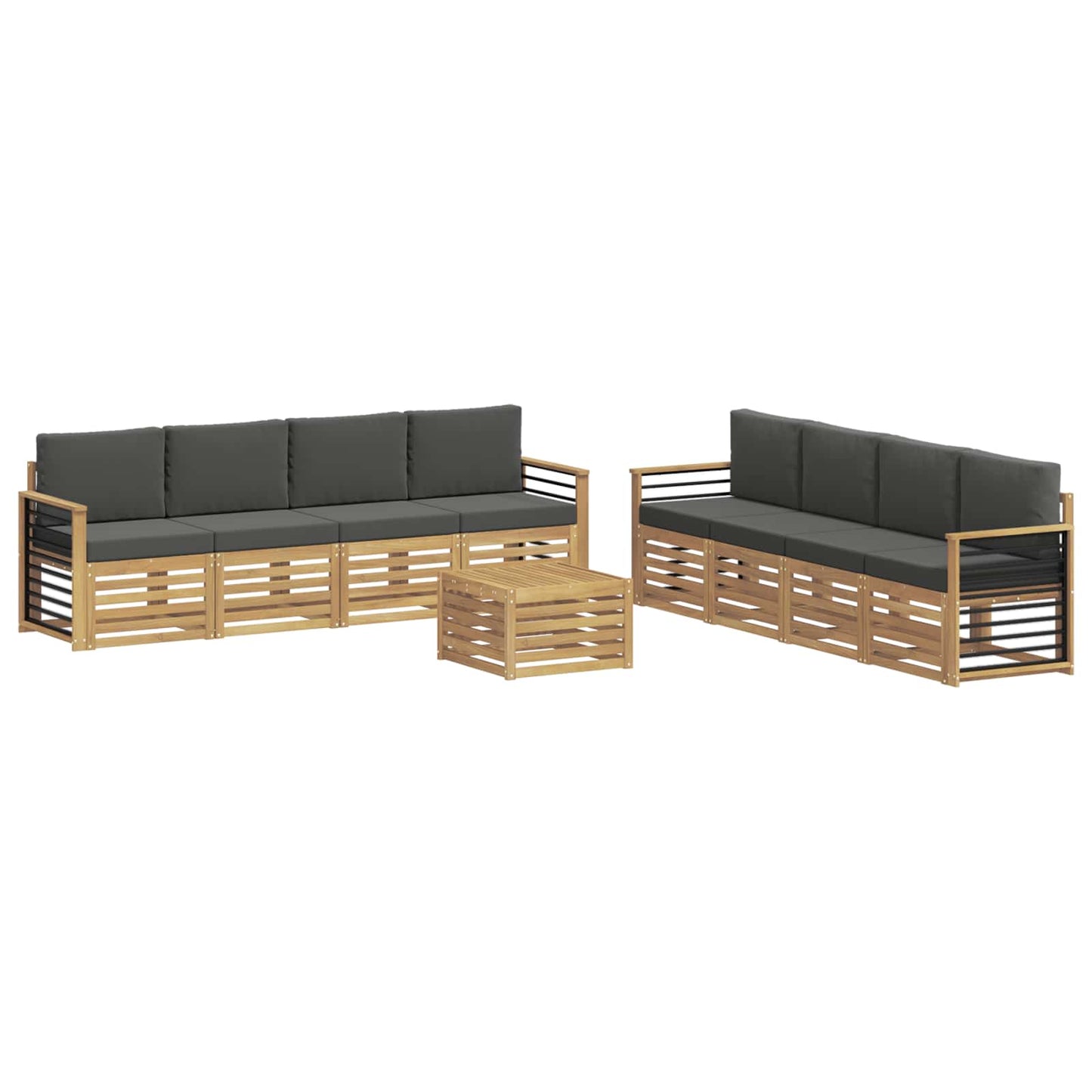 vidaXL Σετ Καναπέ με μαξιλάρι 9 pcs Άσπρο και Ανθρακί Πολυεστέρας