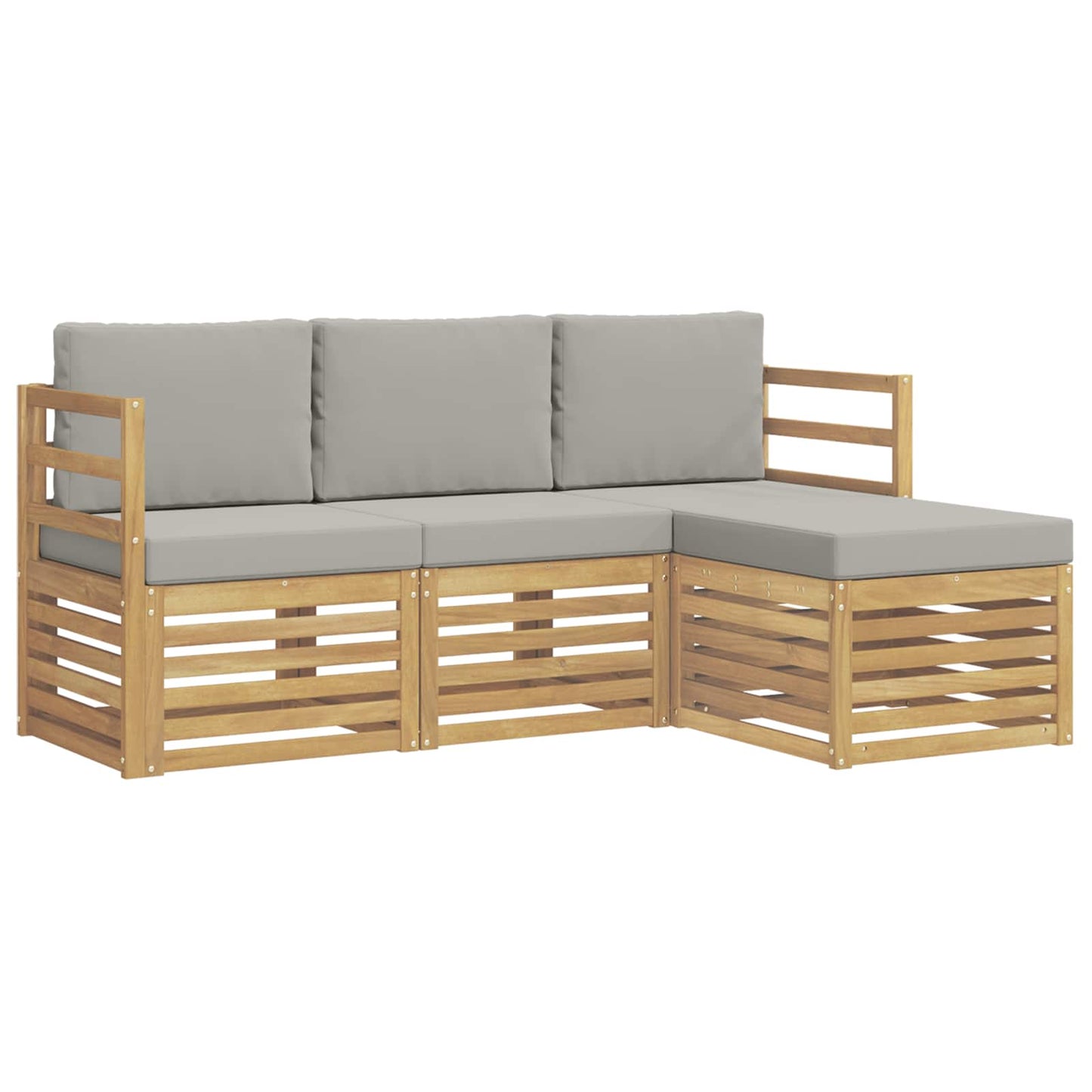 vidaXL Σειρά Καναπέ Εξωτερικού 4 pcs Λευκό και Ανοιχτό Γκρι