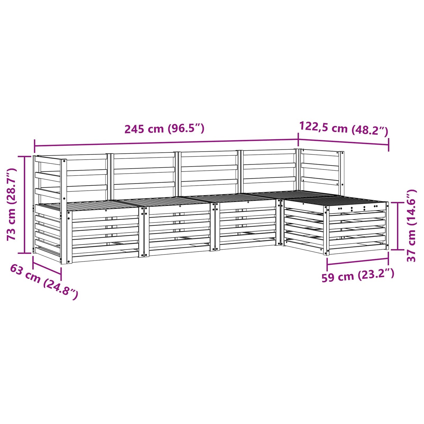 vidaXL Σειρά Καναπέ Εξωτερικού 5 pcs Λευκό Στερεό Ξύλο Ακακίας