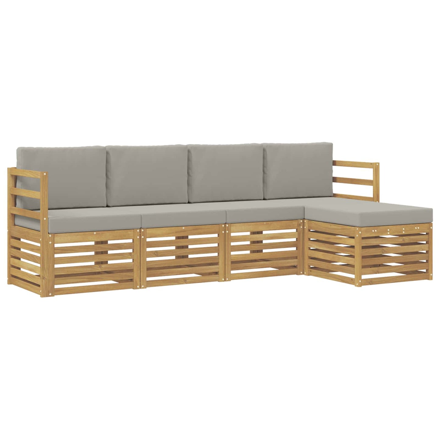 vidaXL Σειρά Καναπέ Εξωτερικού 5 pcs Λευκό και Ανοιχτό Γκρι
