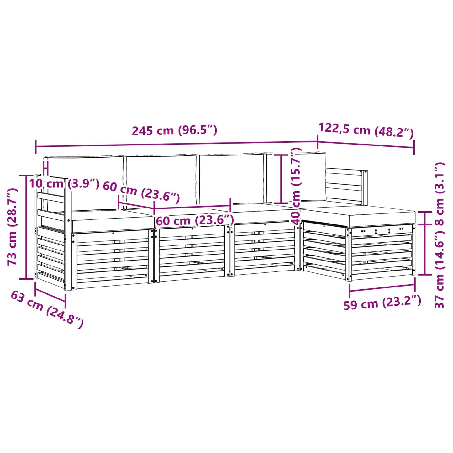 vidaXL Σειρά Καναπέ Εξωτερικού 5 pcs Λευκό και Ανοιχτό Γκρι