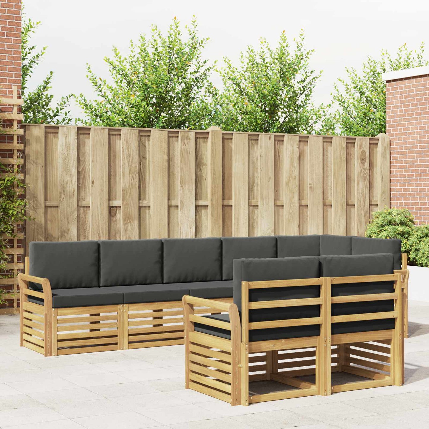 vidaXL Σειρά Καναπέ Εξωτερικού 8 τμχ. Άσπρο και Ανθρακί Πολυεστέρας