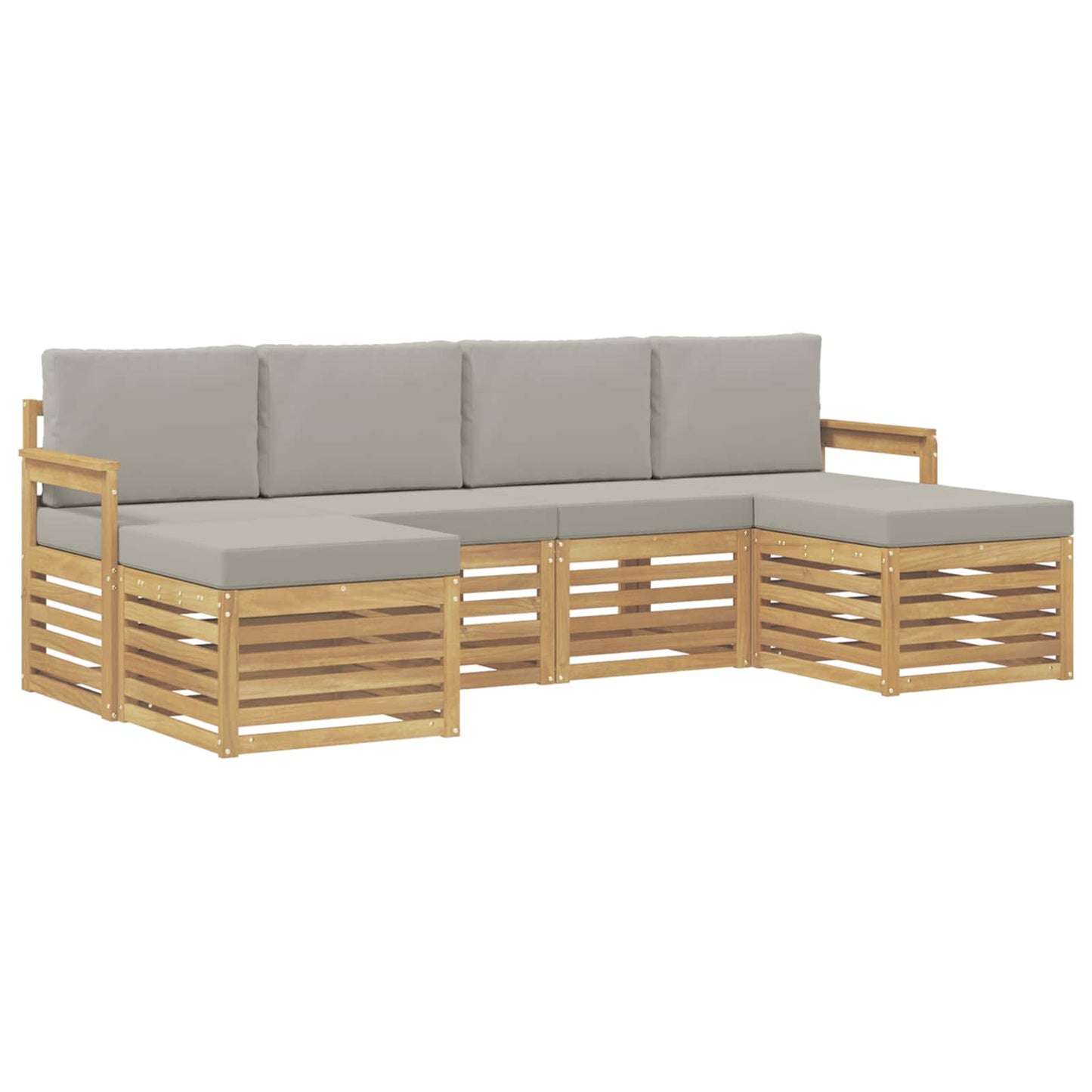 vidaXL Σειρά Καναπέ Εξωτερικού 5 pcs Λευκό και Ανοιχτό Γκρι