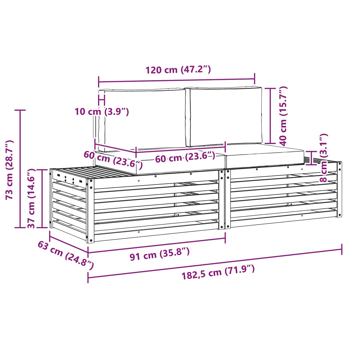 vidaXL Σετ Καναπέ 3 Τεμάχιο 182,5 x 63 x 73 εκ.