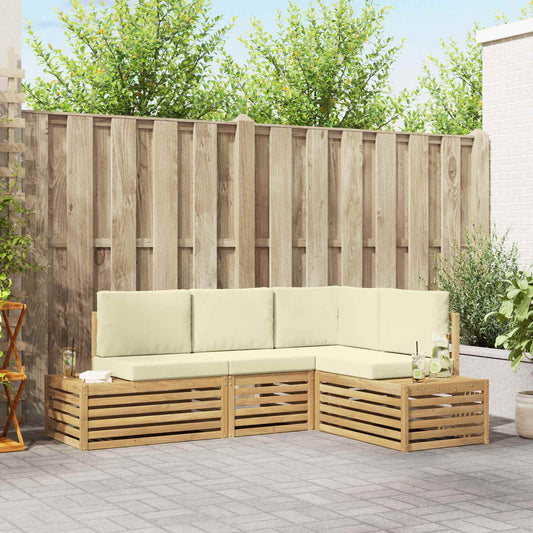 vidaXL Σειρά Καναπέ Εξωτερικού Λευκό 213,5 x 154,5 x 73 εκ Πολυεστέρας