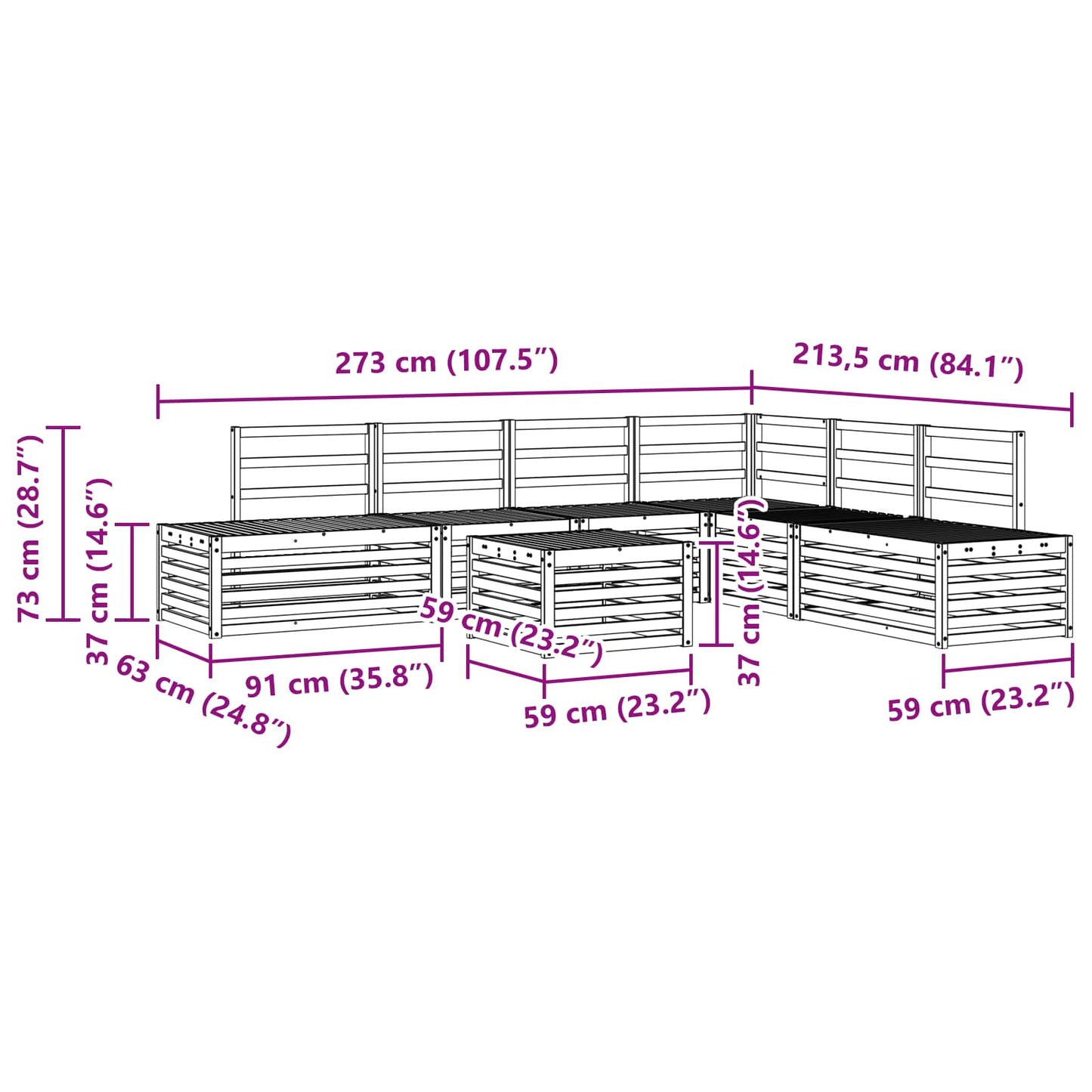 vidaXL Σετ Καναπέ 6 Τεμάχιο 59 x 59 x 37 εκ