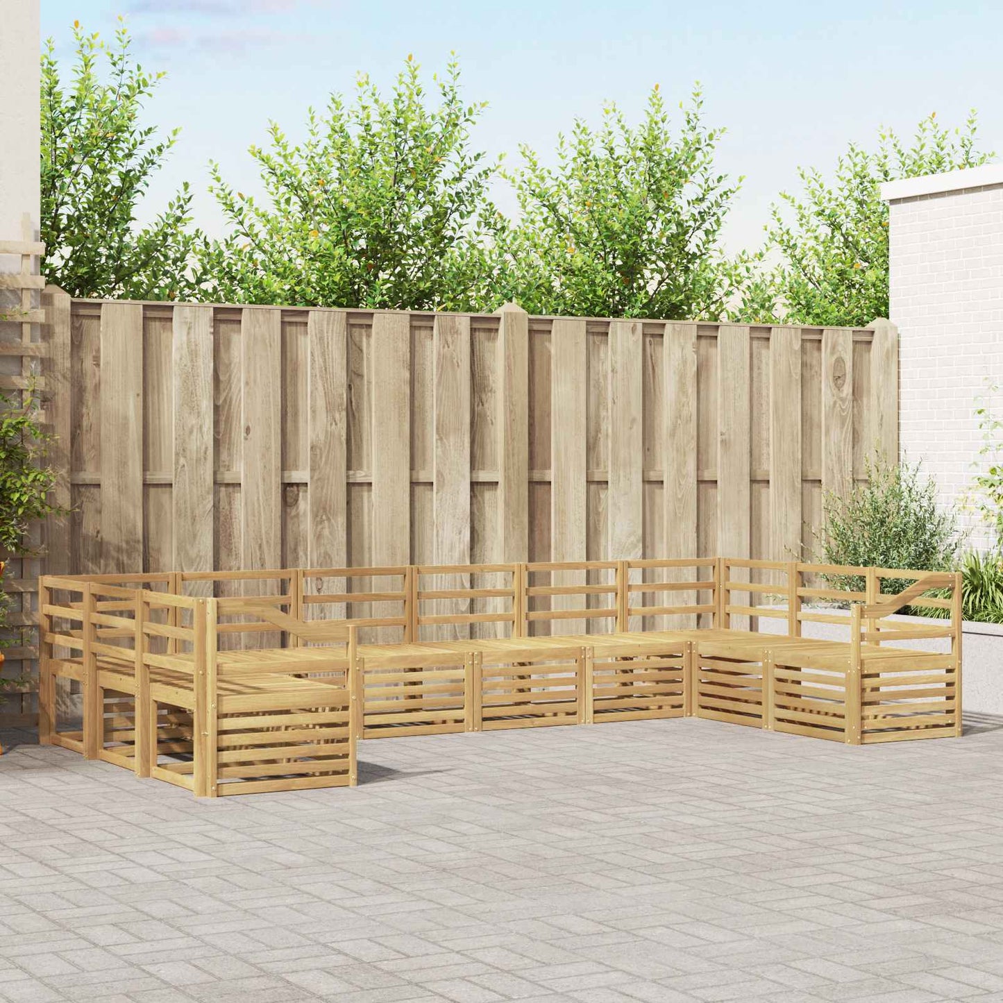 vidaXL Σειρά Καναπέ Εξωτερικού 10 pcs Λευκό 363 x 185,5 x 73 εκ.