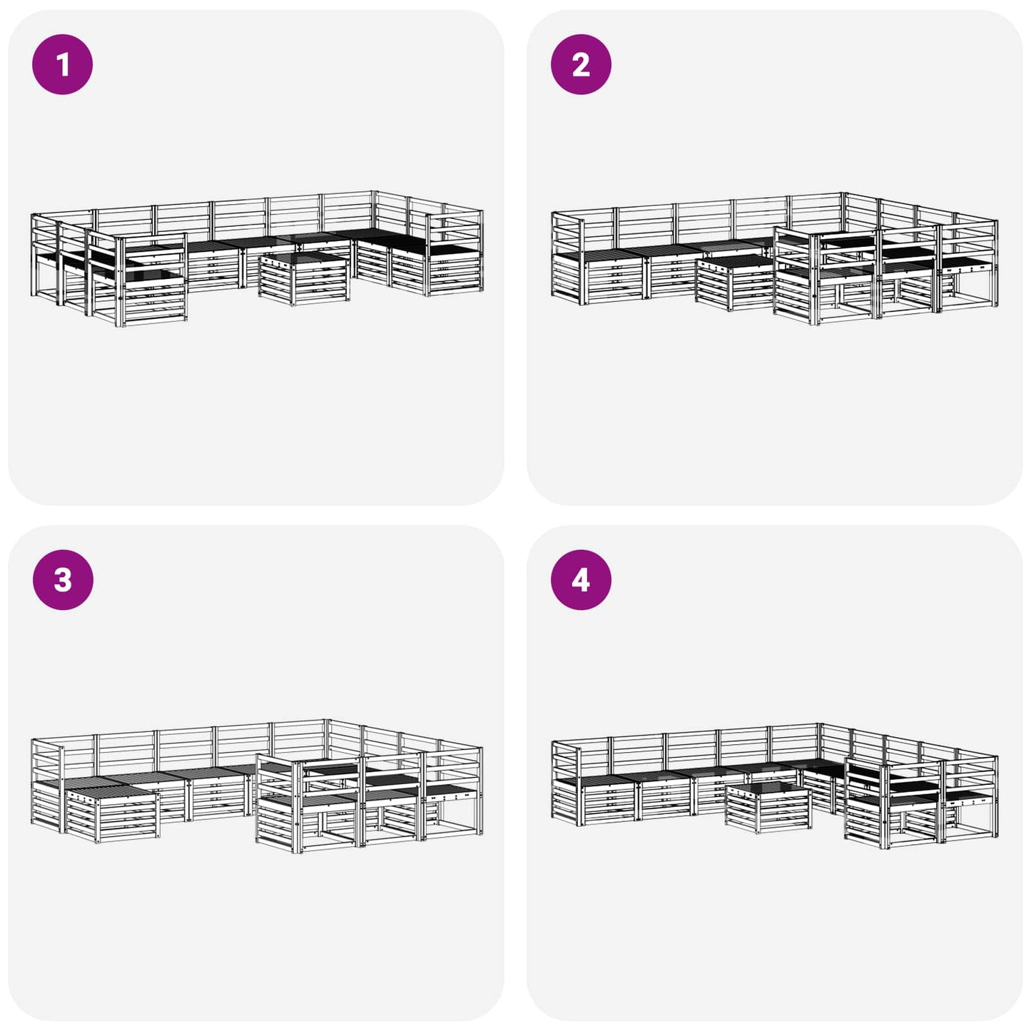 vidaXL Σειρά Καναπέ Εξωτερικού 11 pcs Λευκό 59 x 59 x 37 εκ