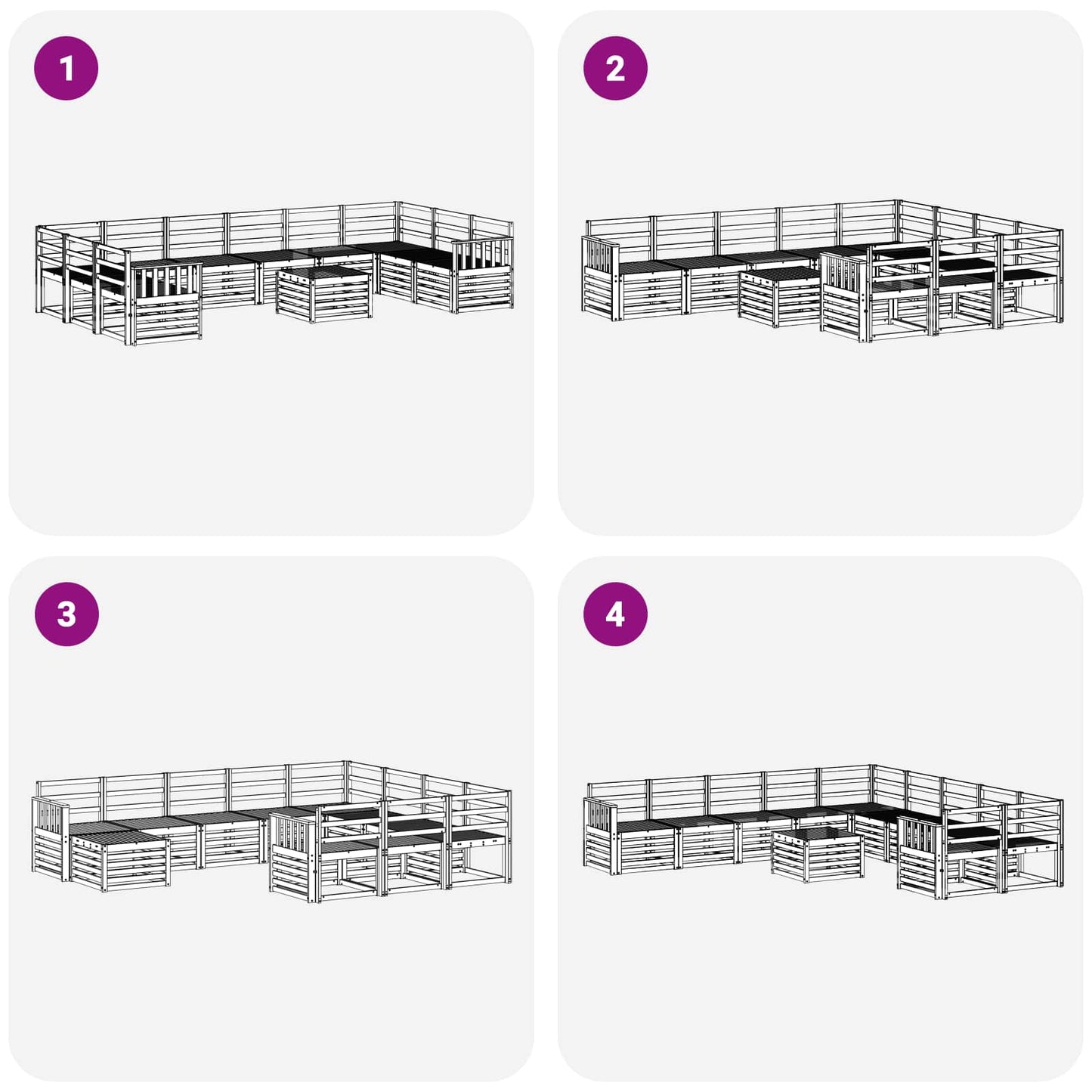vidaXL Σειρά Καναπέ Εξωτερικού 11 pcs Λευκό 59 x 59 x 37 εκ