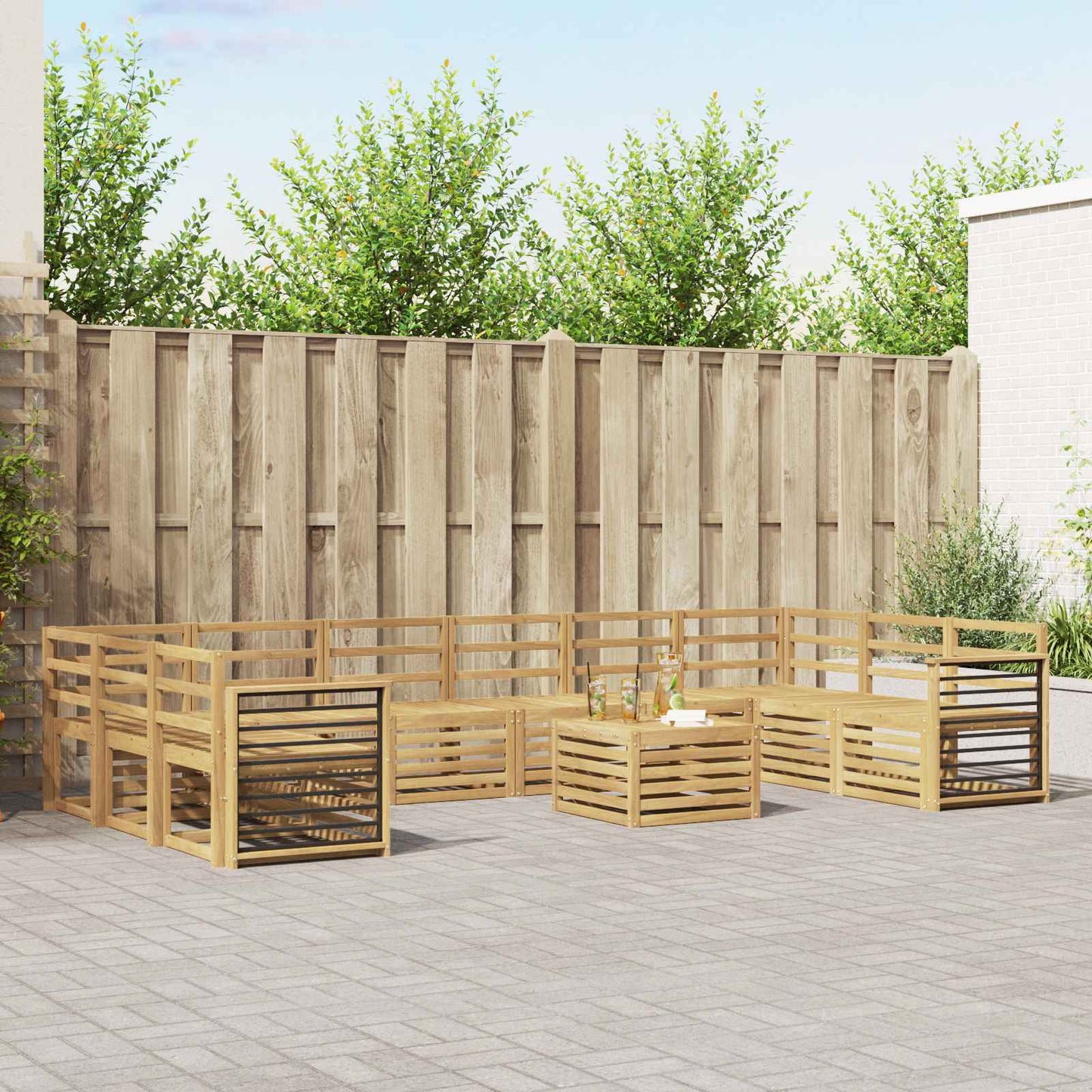 vidaXL Σειρά Καναπέ Εξωτερικού 11 pcs Λευκό 59 x 59 x 37 εκ