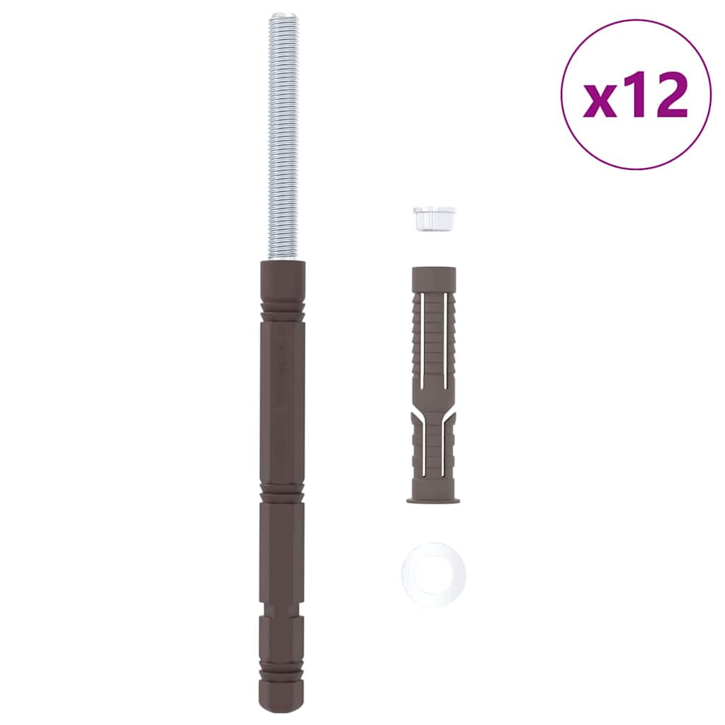 vidaXL Βραχίονες Floating Shelf 12 pcs Καφέ Ø14 x 210 mm Ατσάλι