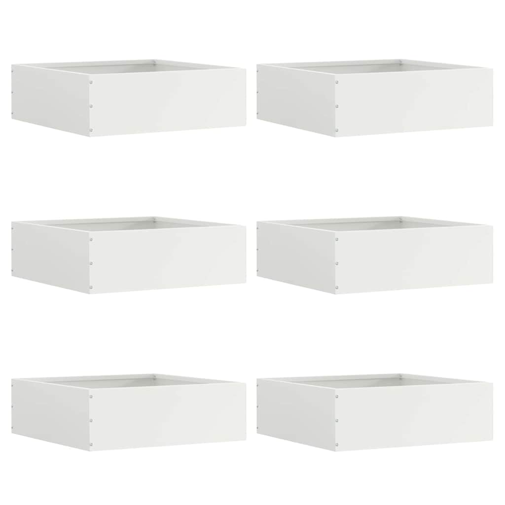 vidaXL Περίγραμμα γκαζόν 6 τμχ. 40 x 40 x 13 cm Ατσάλι Λευκό