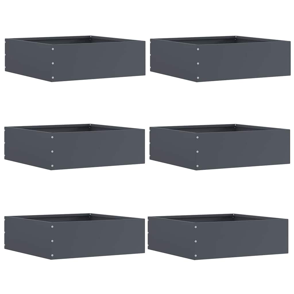 vidaXL Περίγραμμα γκαζόν 6 τμχ. 40 x 40 x 13 cm Ατσάλι Ανθρακί