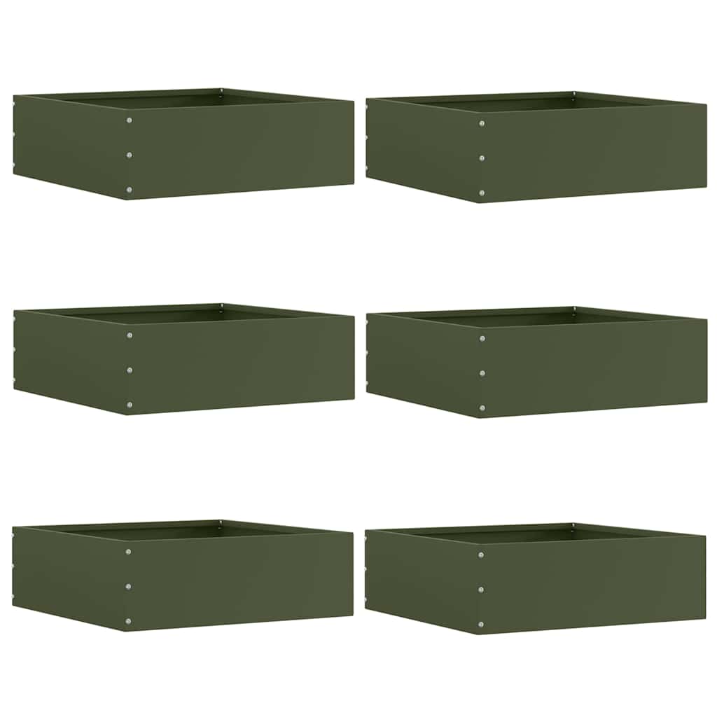 vidaXL Περίγραμμα γκαζόν 6 τμχ. 40 x 40 x 13 cm Ατσάλι Ελιά Πράσινη