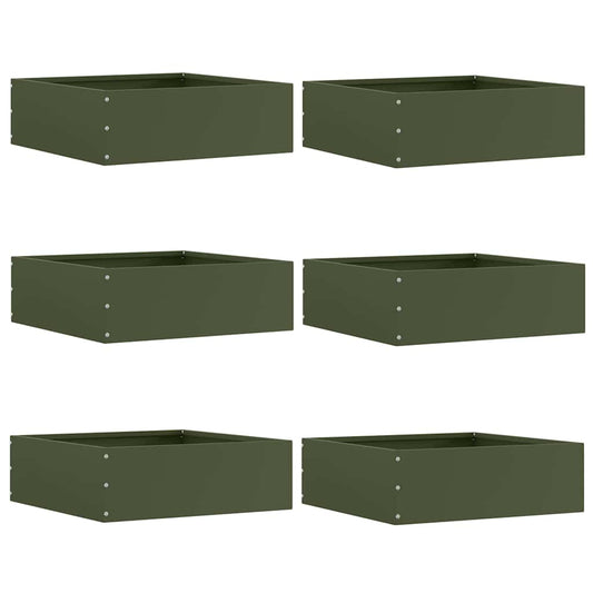 vidaXL Περίγραμμα γκαζόν 6 τμχ. 40 x 40 x 13 cm Ατσάλι Ελιά Πράσινη